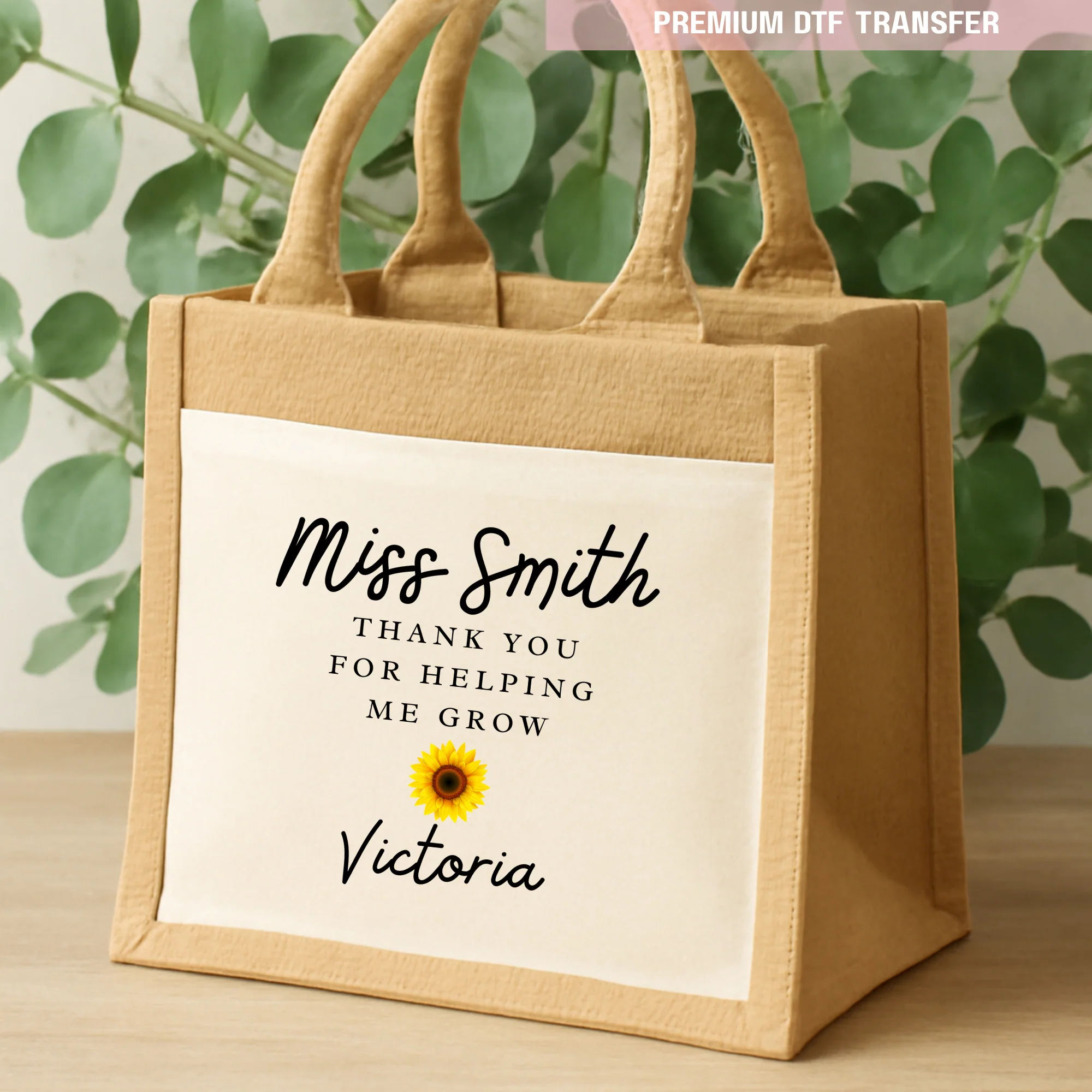 Personalised Thank you for helping me grow - sunflower - teacher - DTF transfer ready to press