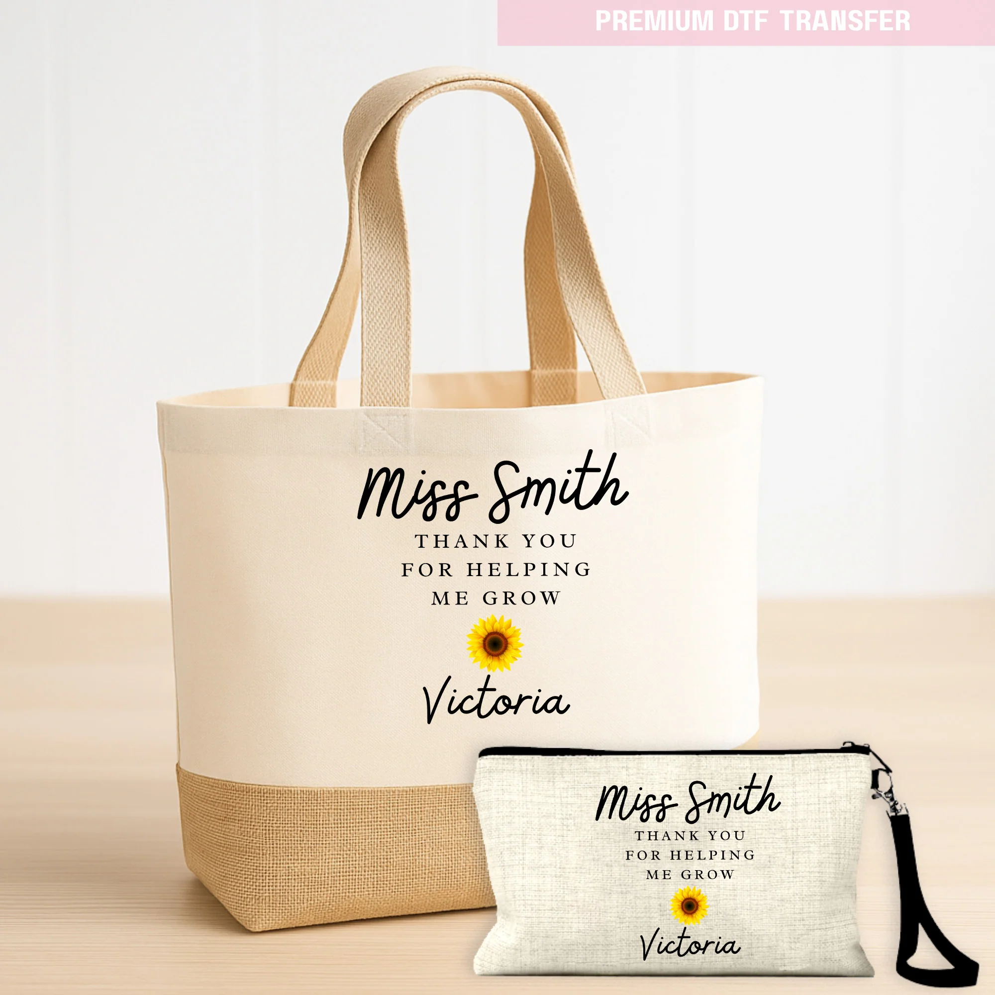 Personalised Thank you for helping me grow - sunflower - teacher - DTF transfer ready to press - Image 4