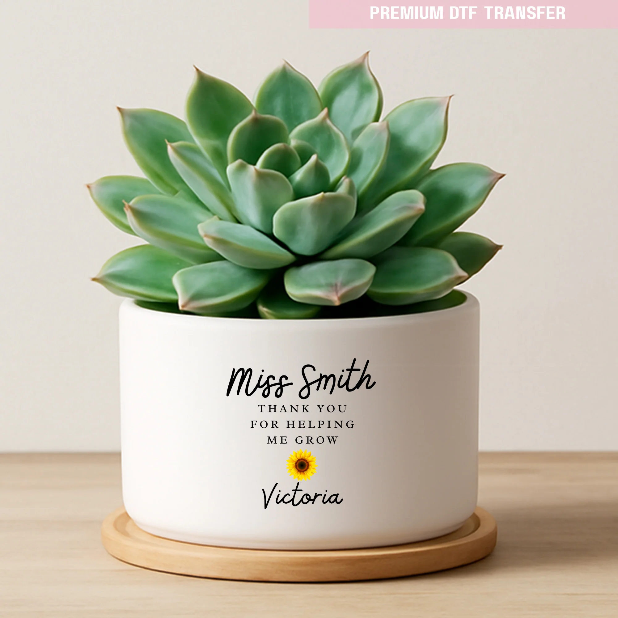Personalised Thank you for helping me grow - sunflower - teacher UV DTF - Image 3