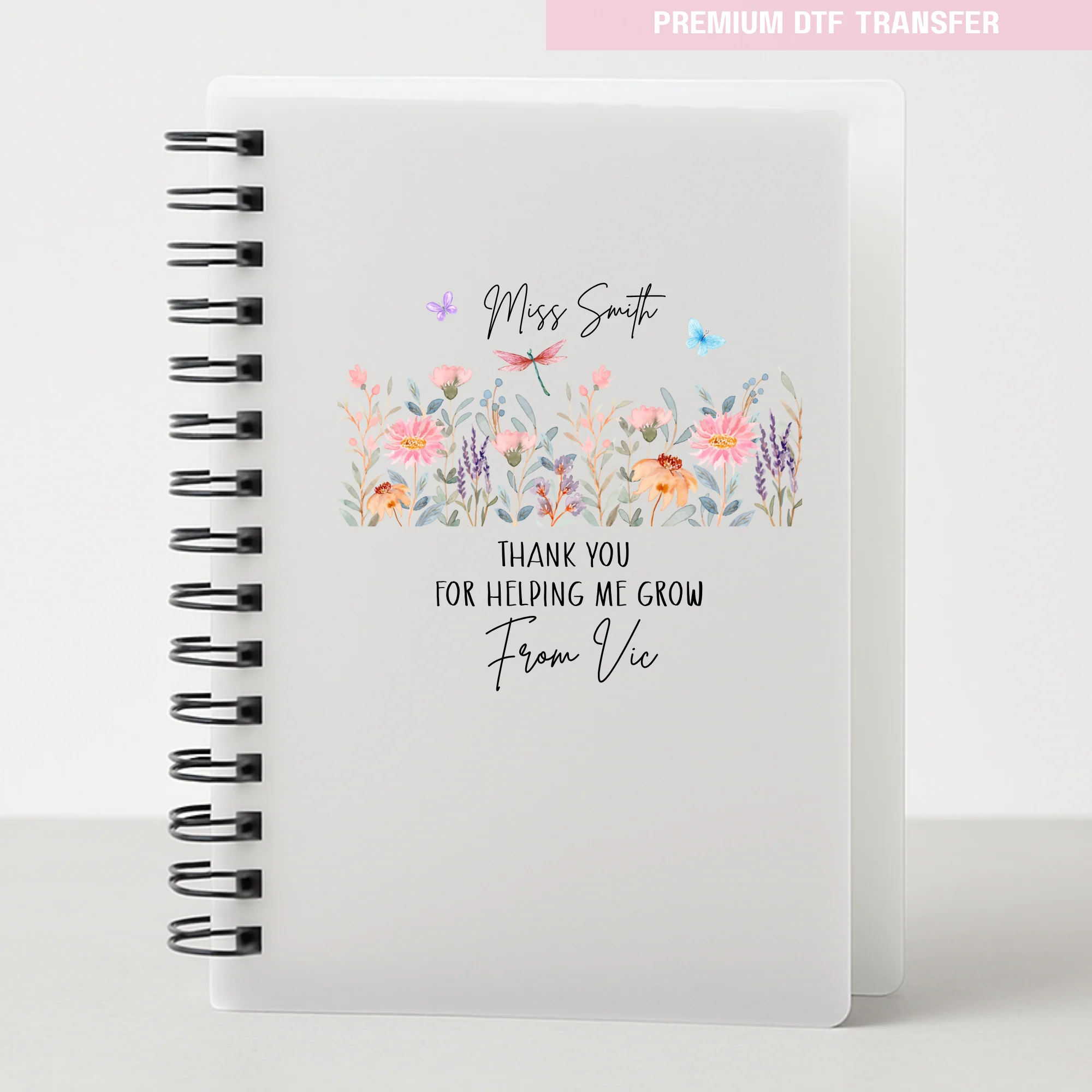 Personalised Thank you helping me grow - with flowers - teacher UV DTF - Image 3