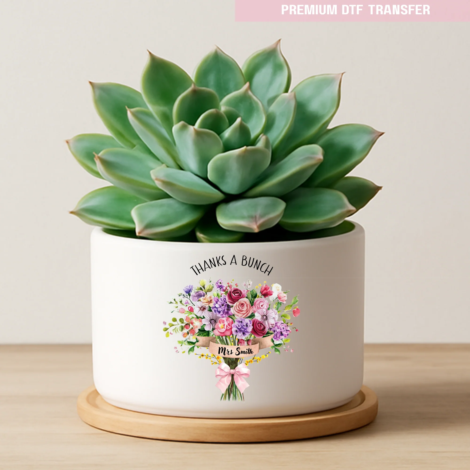 Personalised Thanks a bunch flower bouquet - teacher UV DTF - Image 3