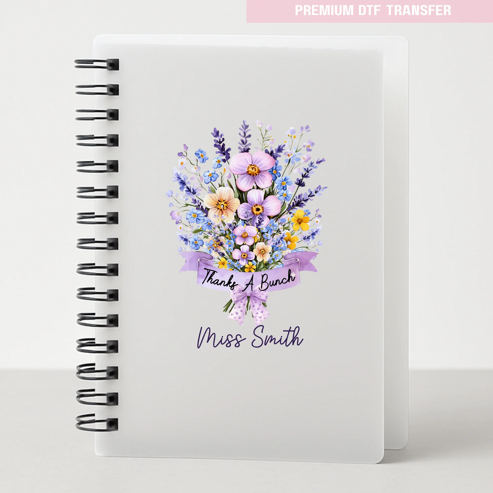 Personalised Thanks a bunch - purple bouquet flowers - teacher UV DTF - Image 3