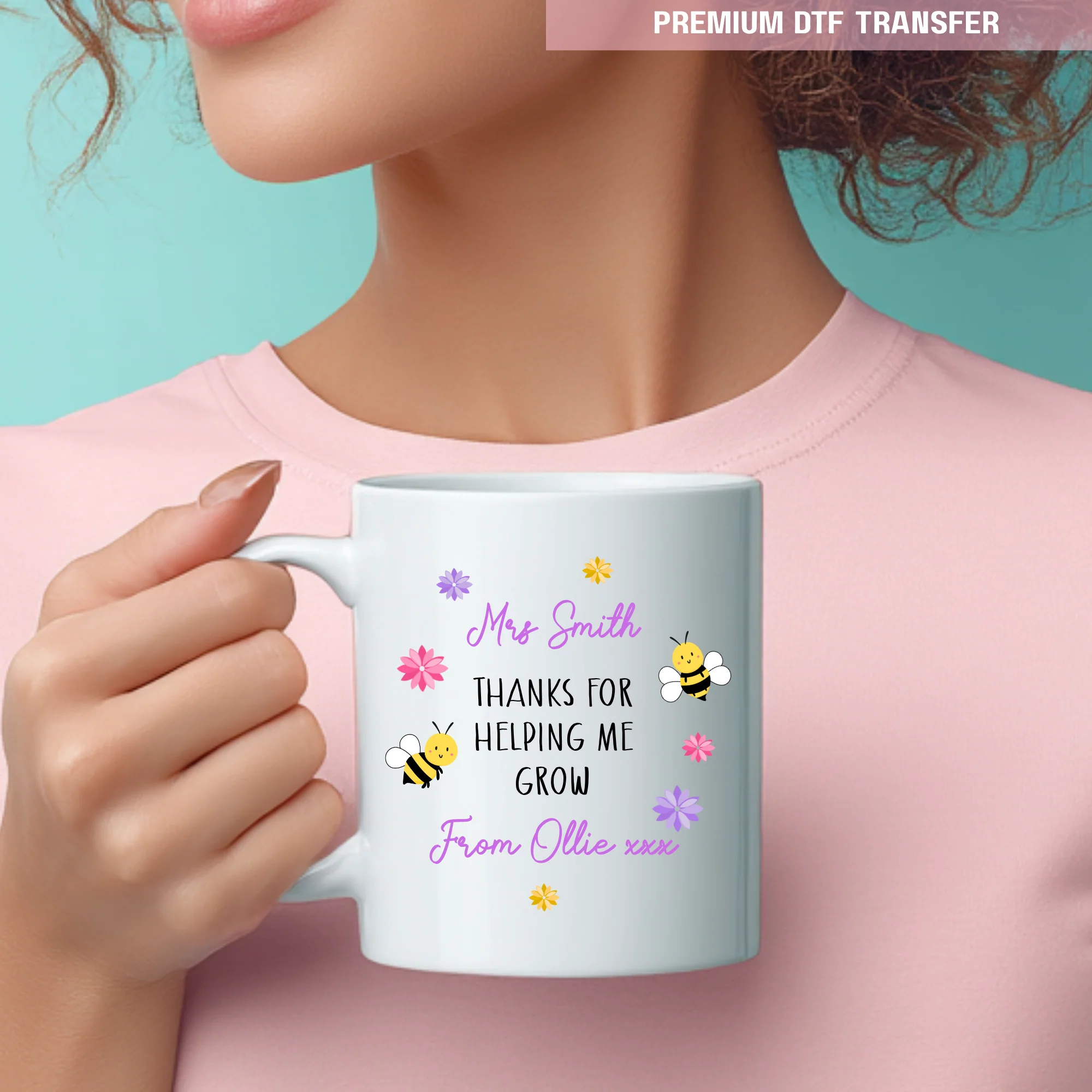 Personalised Thanks for helping me grow - teacher UV DTF - Image 3