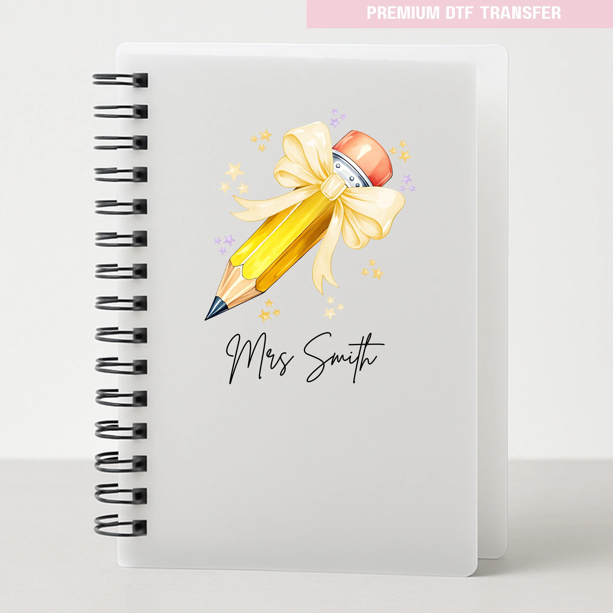 Personalised yellow pencil - teacher UV DTF - Image 4