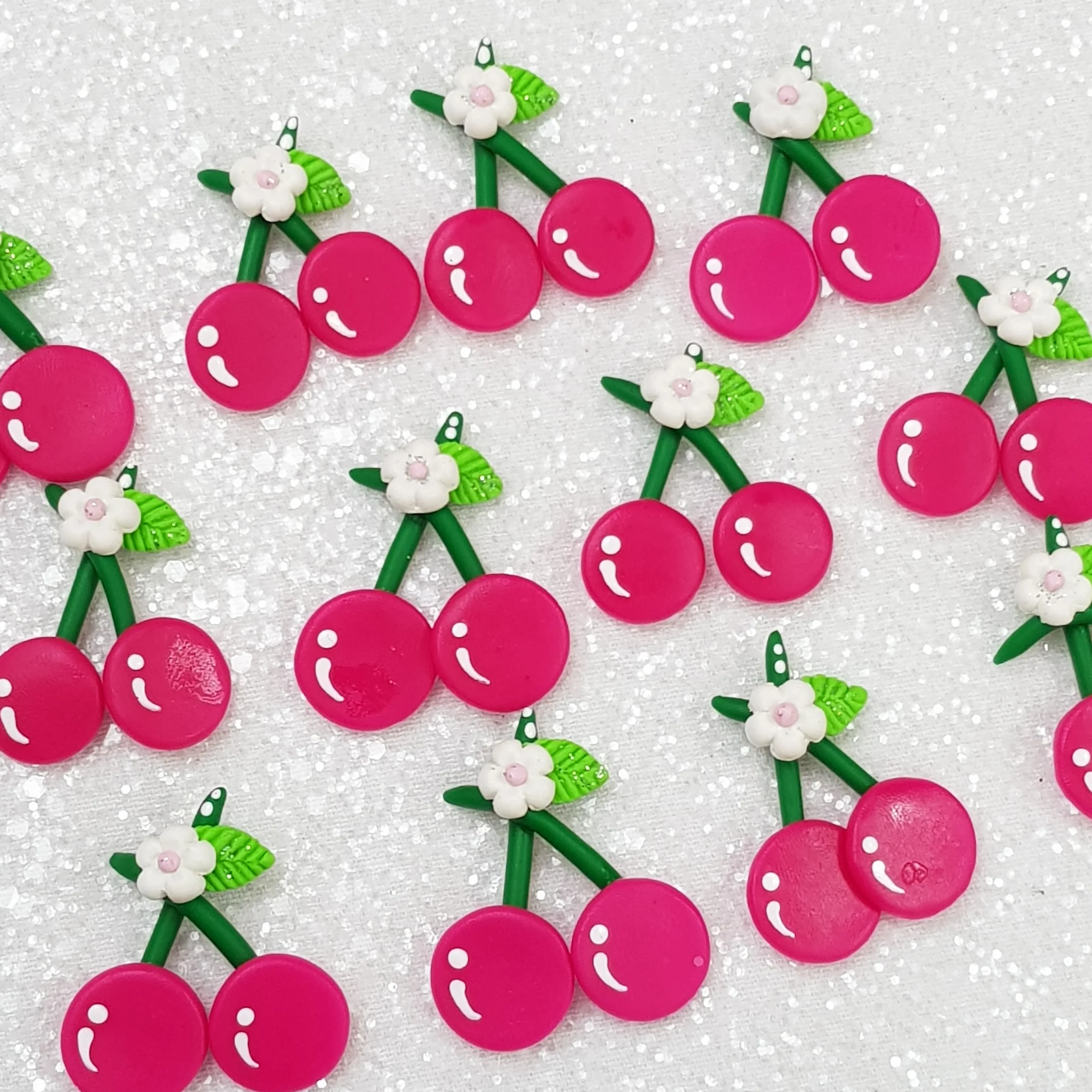 Pink cherry - Embellishment Clay Bow Centre