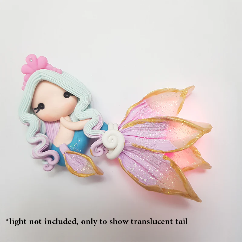 Pink crown beautiful mermaid translucent tail - Embellishment Clay Bow Centre - Image 2