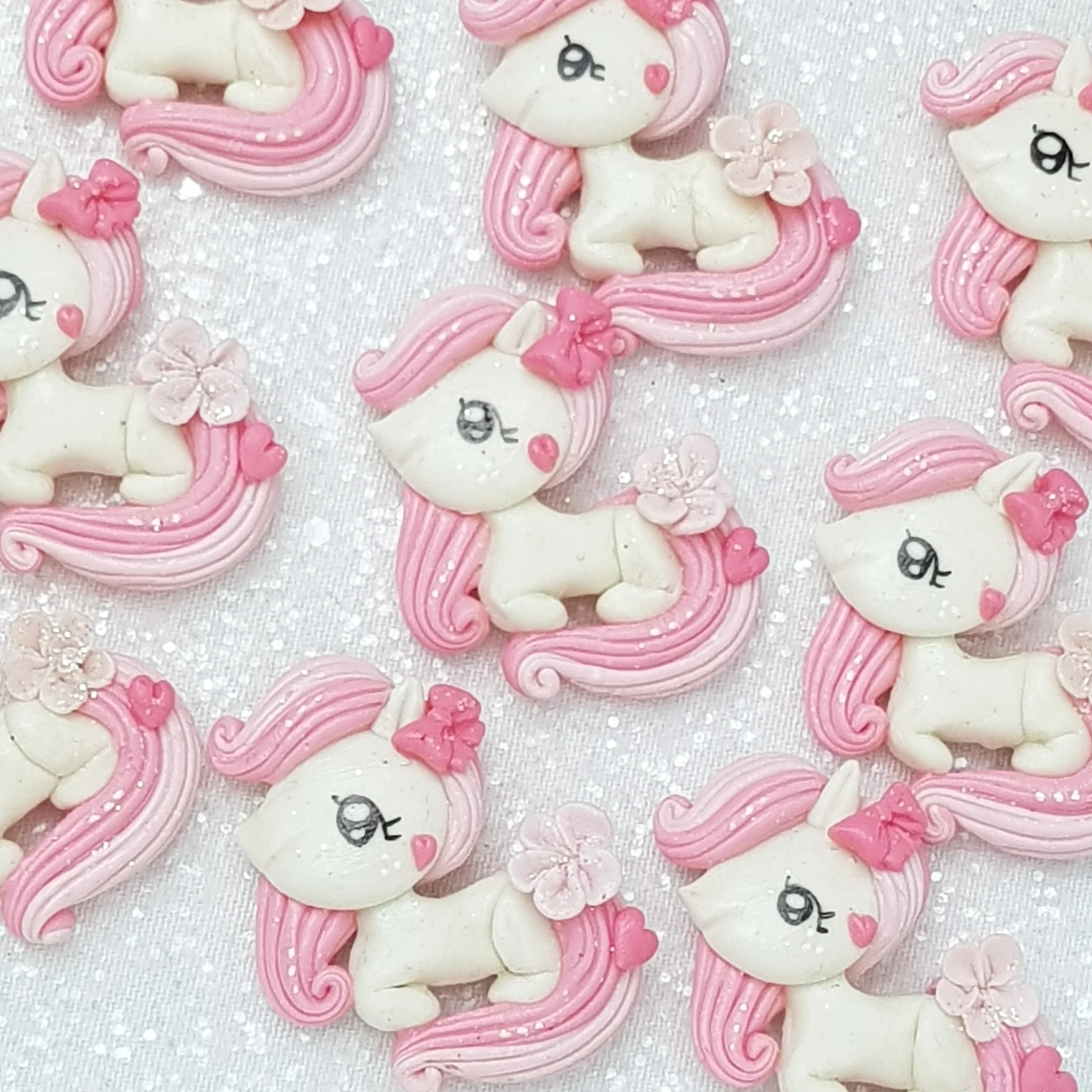Pink pony - Handmade Flatback Clay Bow Centre