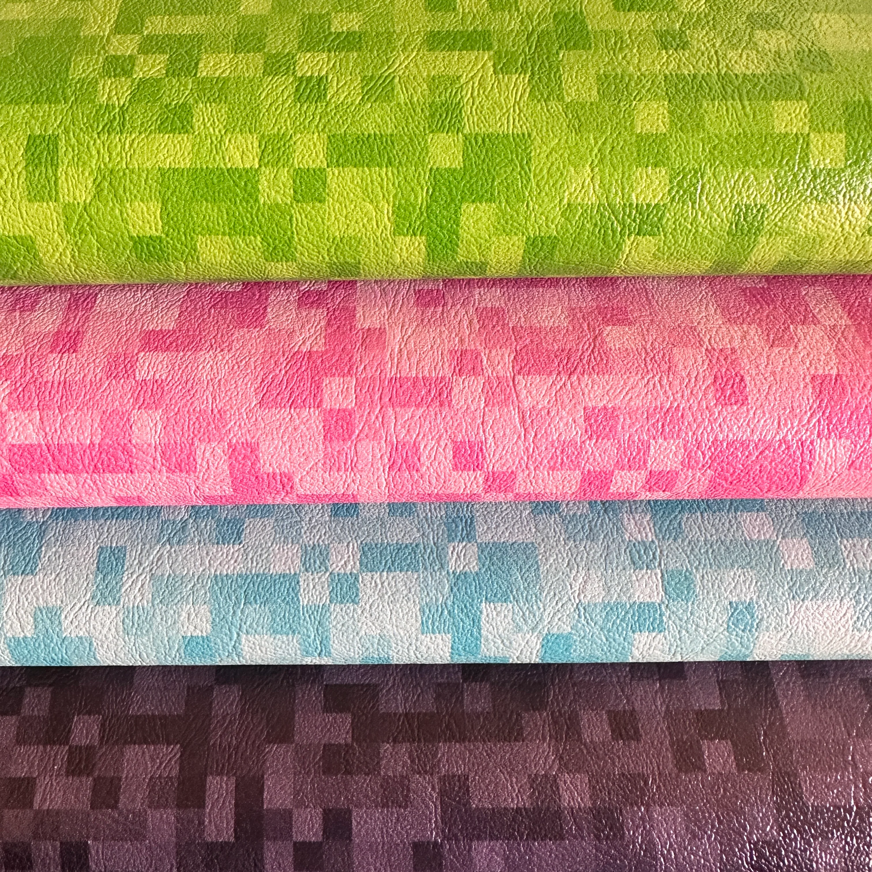 Pixel craft game - faux vegan Leatherette vinyl - canvas - choose Fabric material Sheets - Image 2