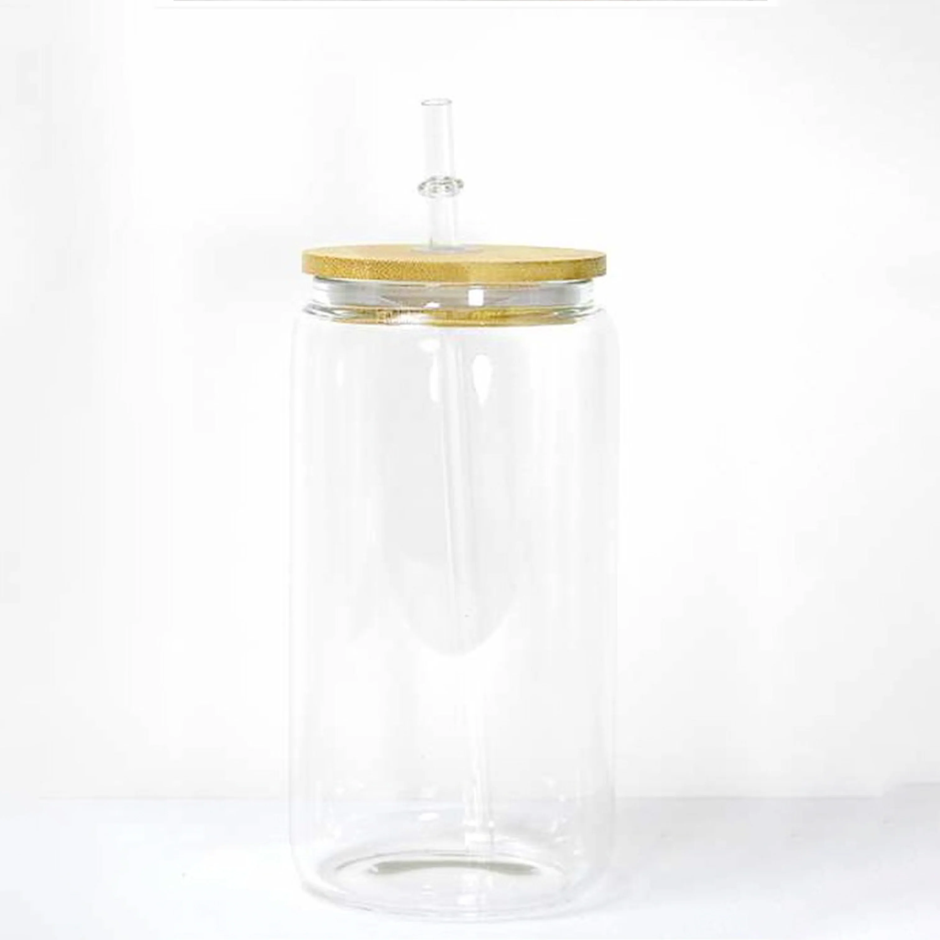 Plastic 16oz Beer clear Cup with bamboo lid and plastic straw Libbey