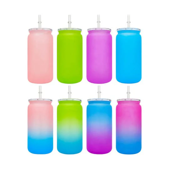 Plastic acrylic ombre  16oz Beer Cup with lid and plastic straw Libbey - Image 4