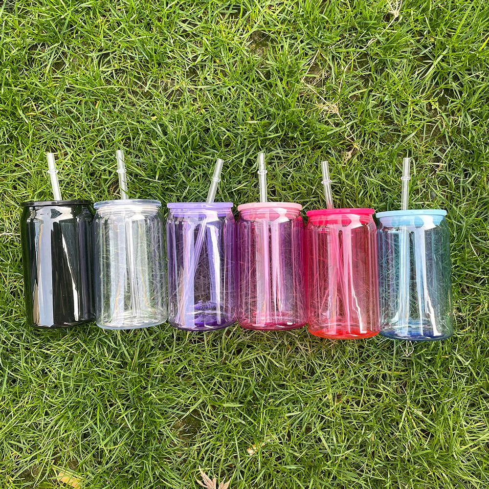 Plastic Coloured 16oz Beer Cup Clear with Clear lid and plastic straw Libbey - Image 2
