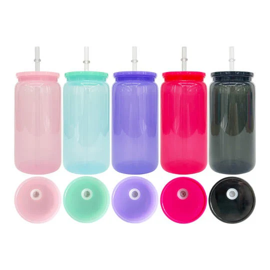 Plastic Coloured 16oz Beer Cup with lid and plastic straw Libbey - Image 2