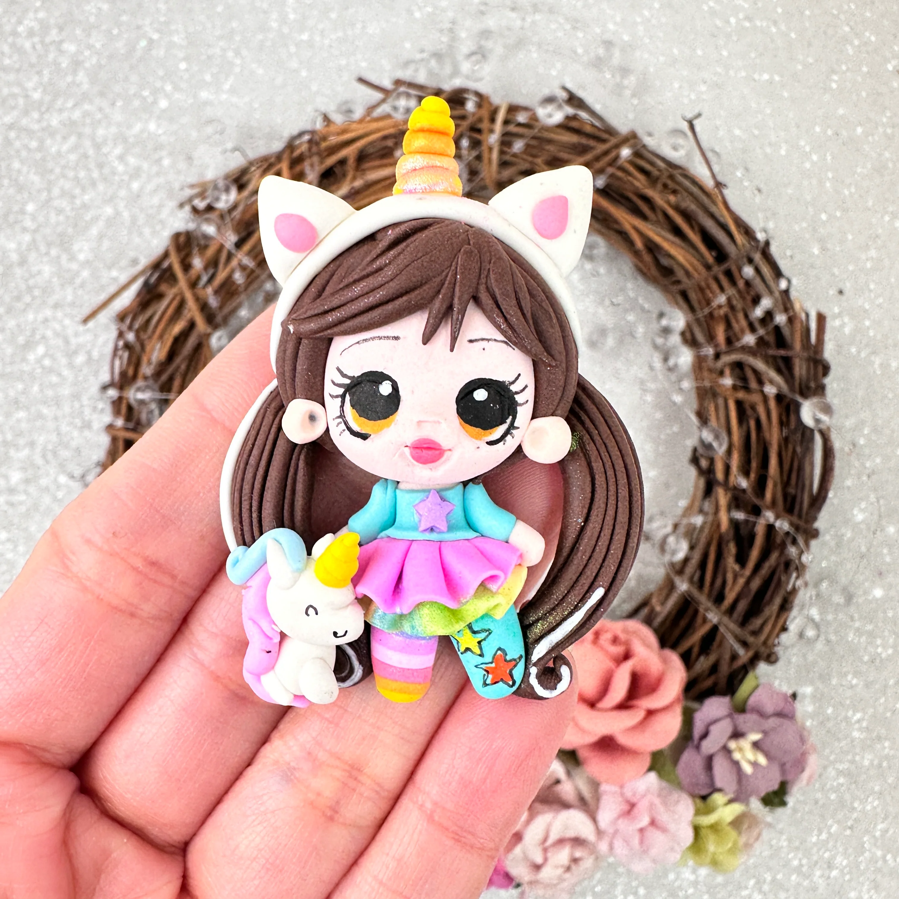 Pout pony girl - Handmade Flatback Clay Bow Centre