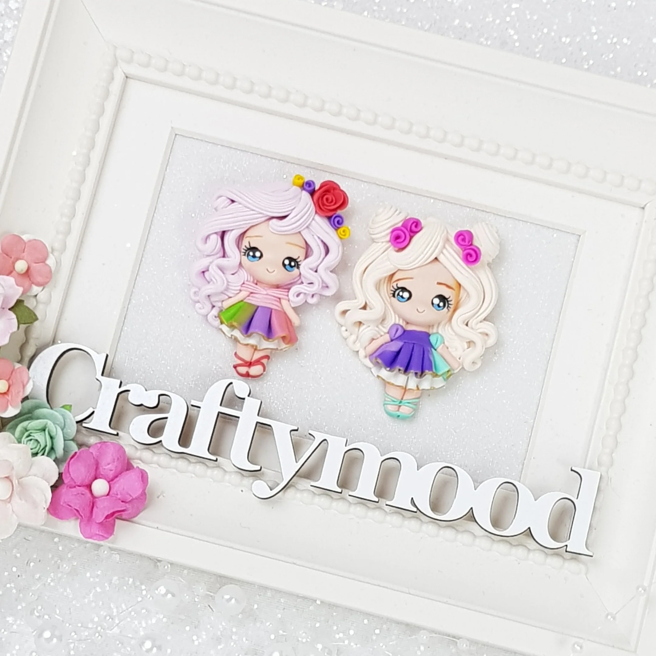 MAX 3 EACH style / PERSON - Pretty Eyes Girls - Handmade Flatback Clay Bow Centre - Image 2