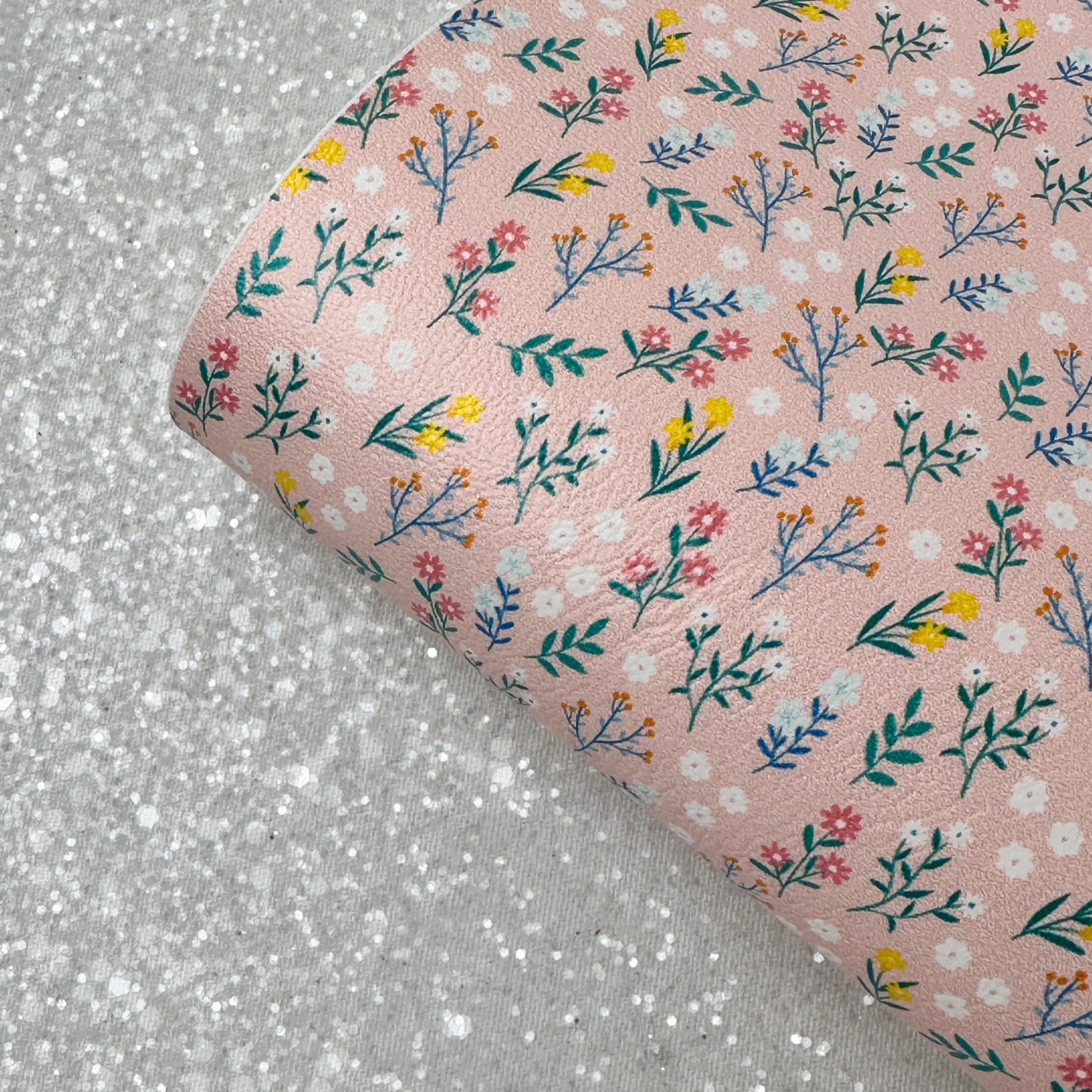 Pretty floral - faux Pu Leather vinyl - canvas - choose Fabric material Sheets - Image 3