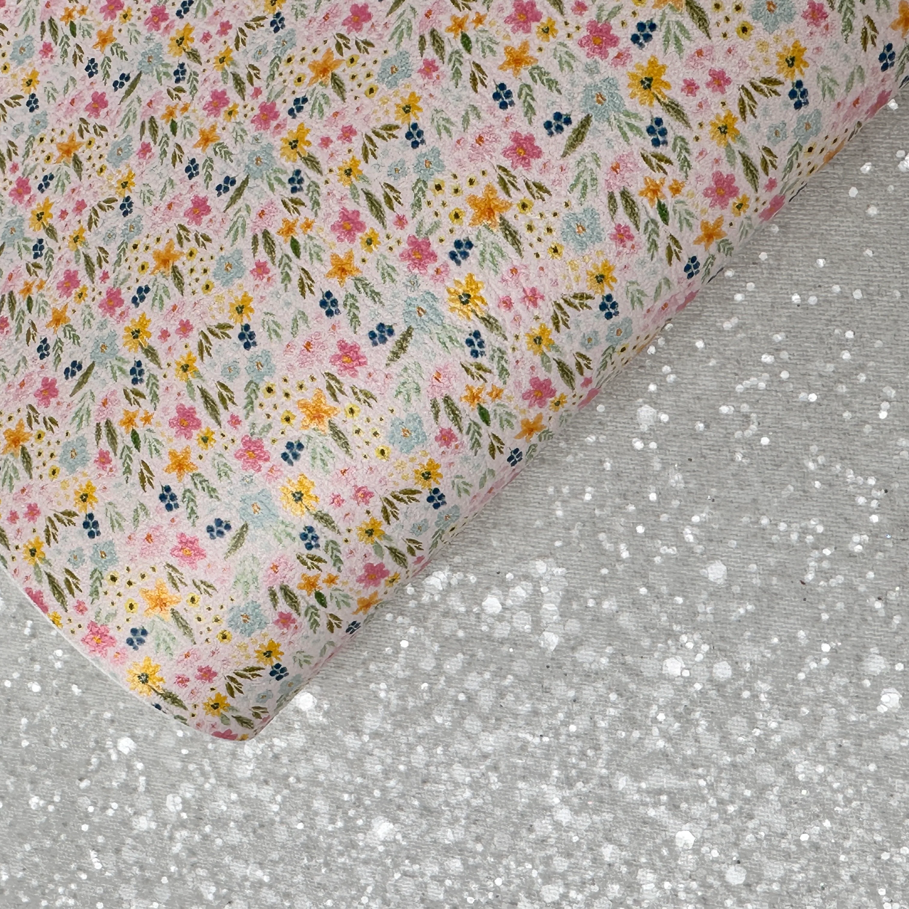 Pretty floral - faux Pu Leather vinyl - canvas - choose Fabric material Sheets - Image 4
