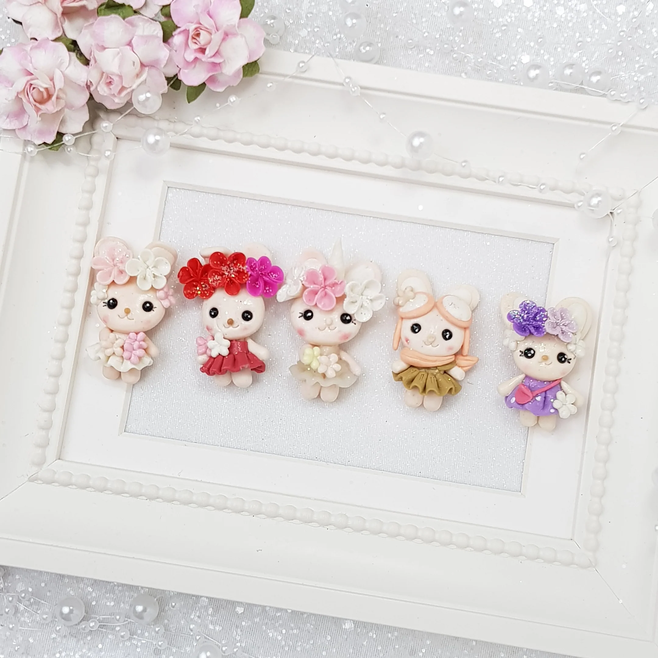 Pretty Flower Bunny - Embellishment Clay Bow Centre - Image 2