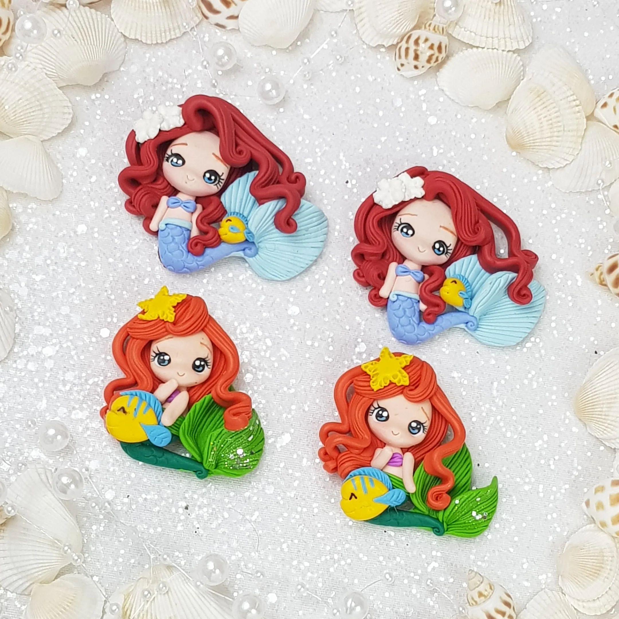 MAX 5 EACH style/ PERSON - Pretty mermaid girl - Embellishment Clay Bow Centre