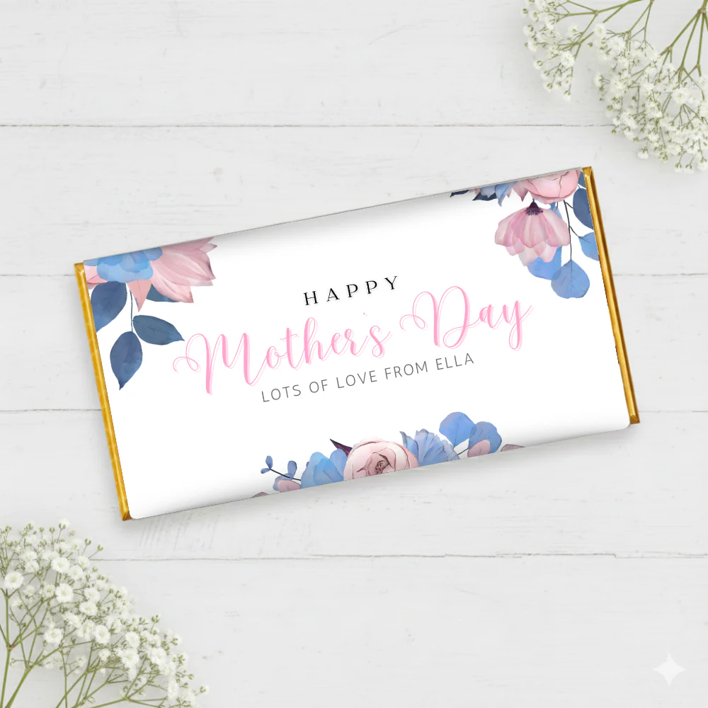 Printed range - Chocolate Wrapper - mothers day -  pink blue flowers
