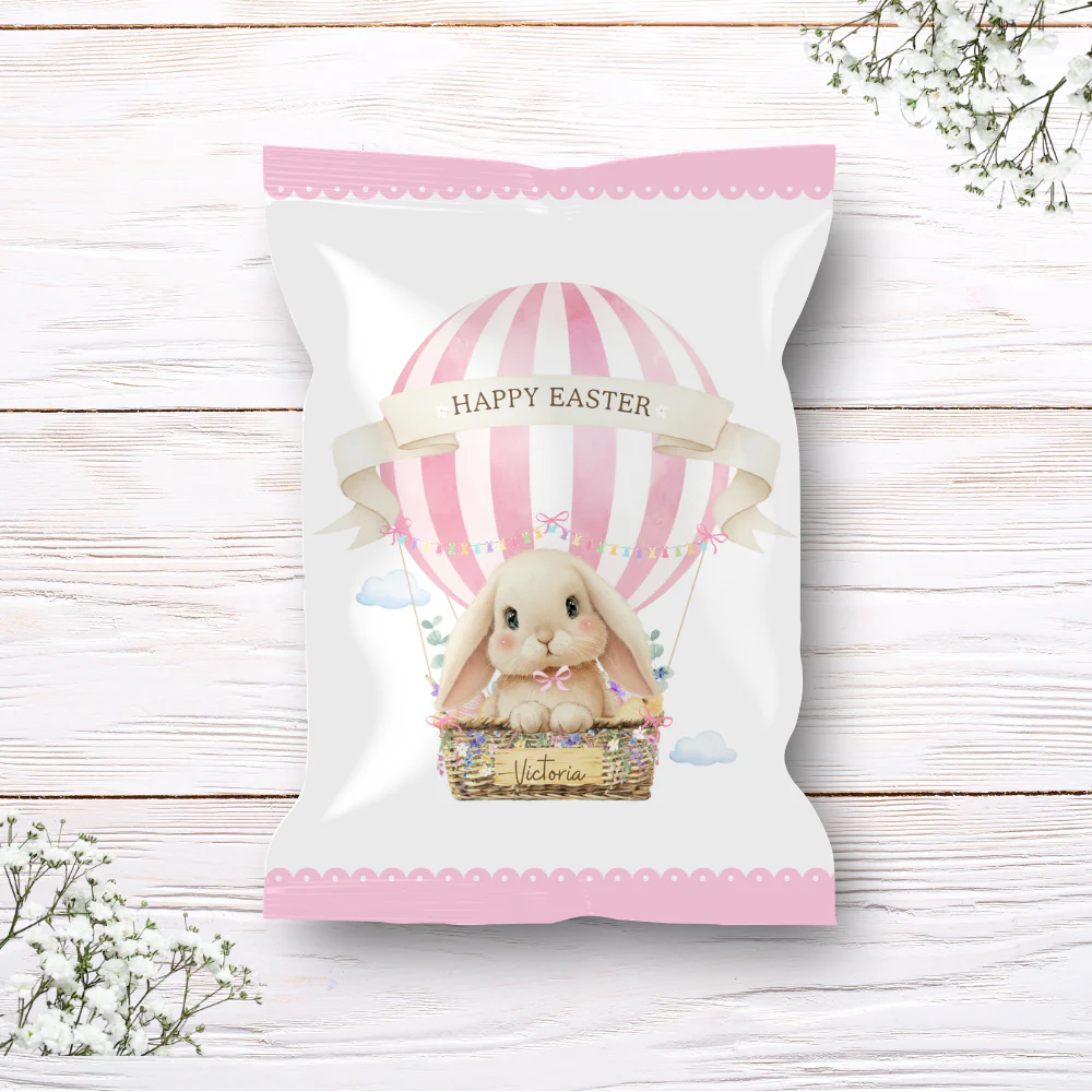 Printed range - Treat package - pink - bunny rabbit hot air balloon easter