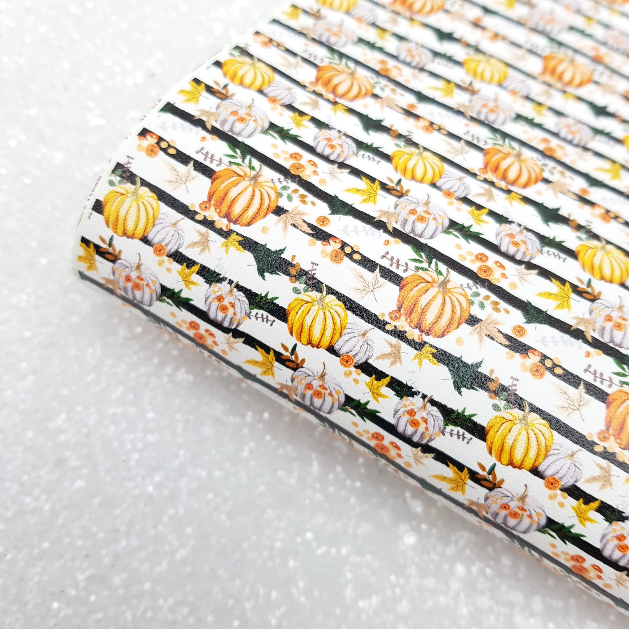 Pumpkin fall - Pu Faux Leather vinyl - canvas - choose Fabric material Sheets
