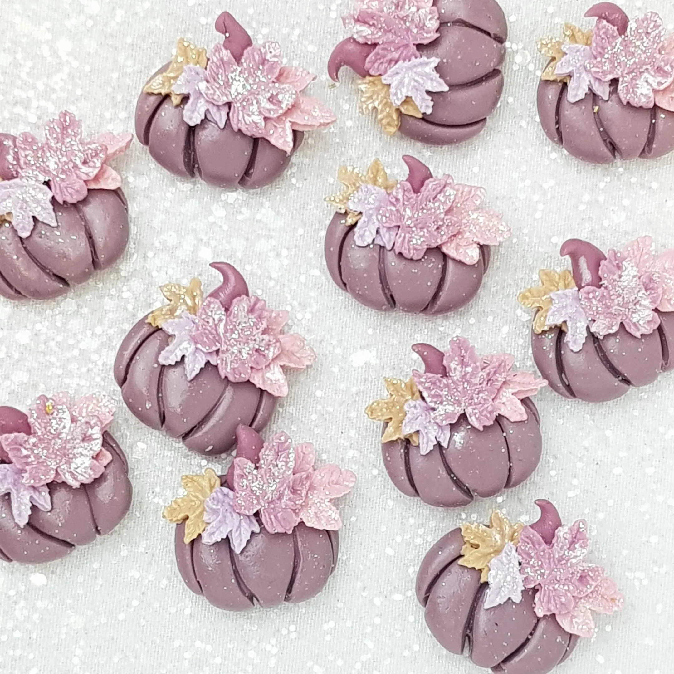 Pumpkin - Purple - Embellishment Clay Bow Centre