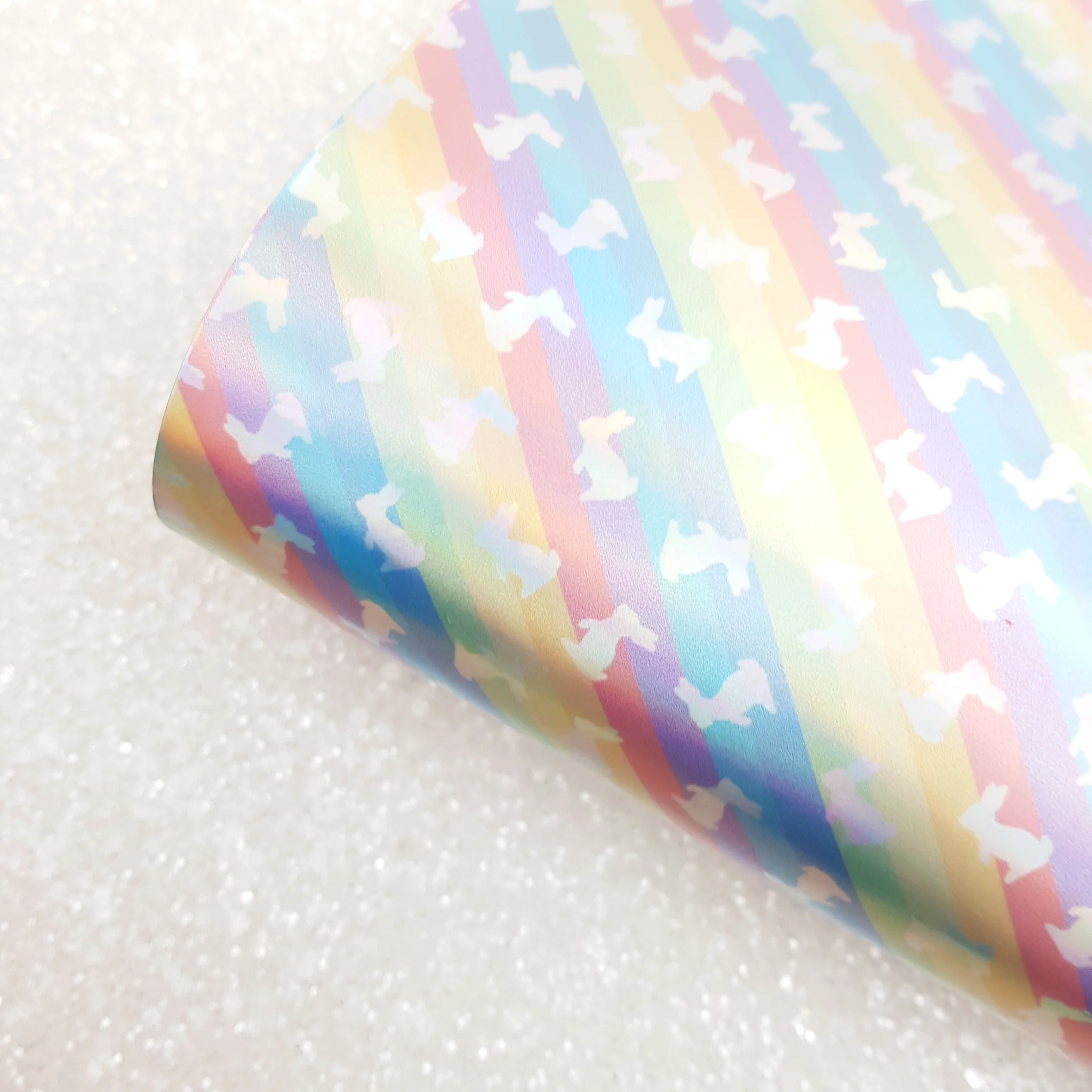 Rainbow bunny rabbit Holographic  - faux Leather vinyl