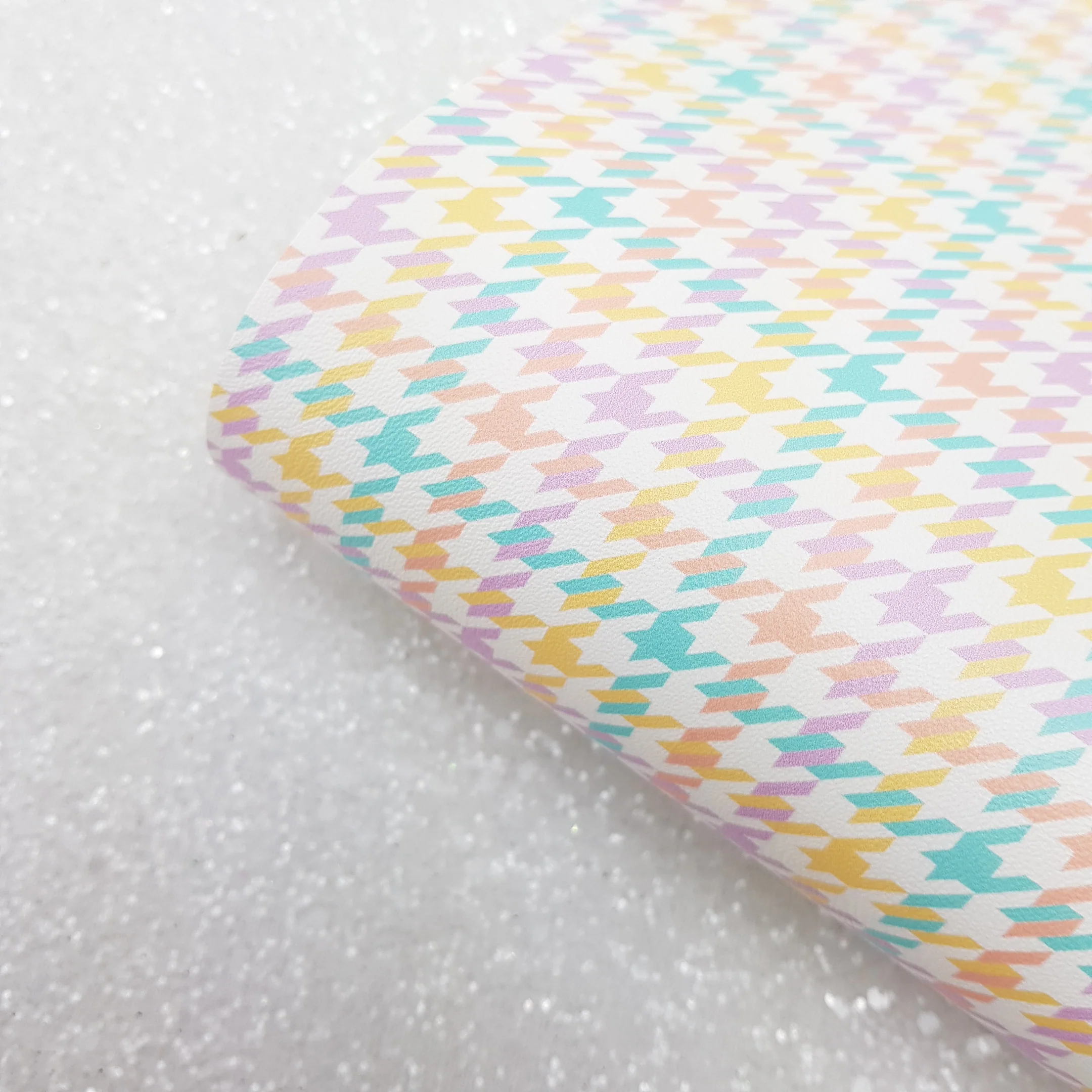 Rainbow checkered pattern - Pu faux Leather vinyl - canvas - choose Fabric material Sheets
