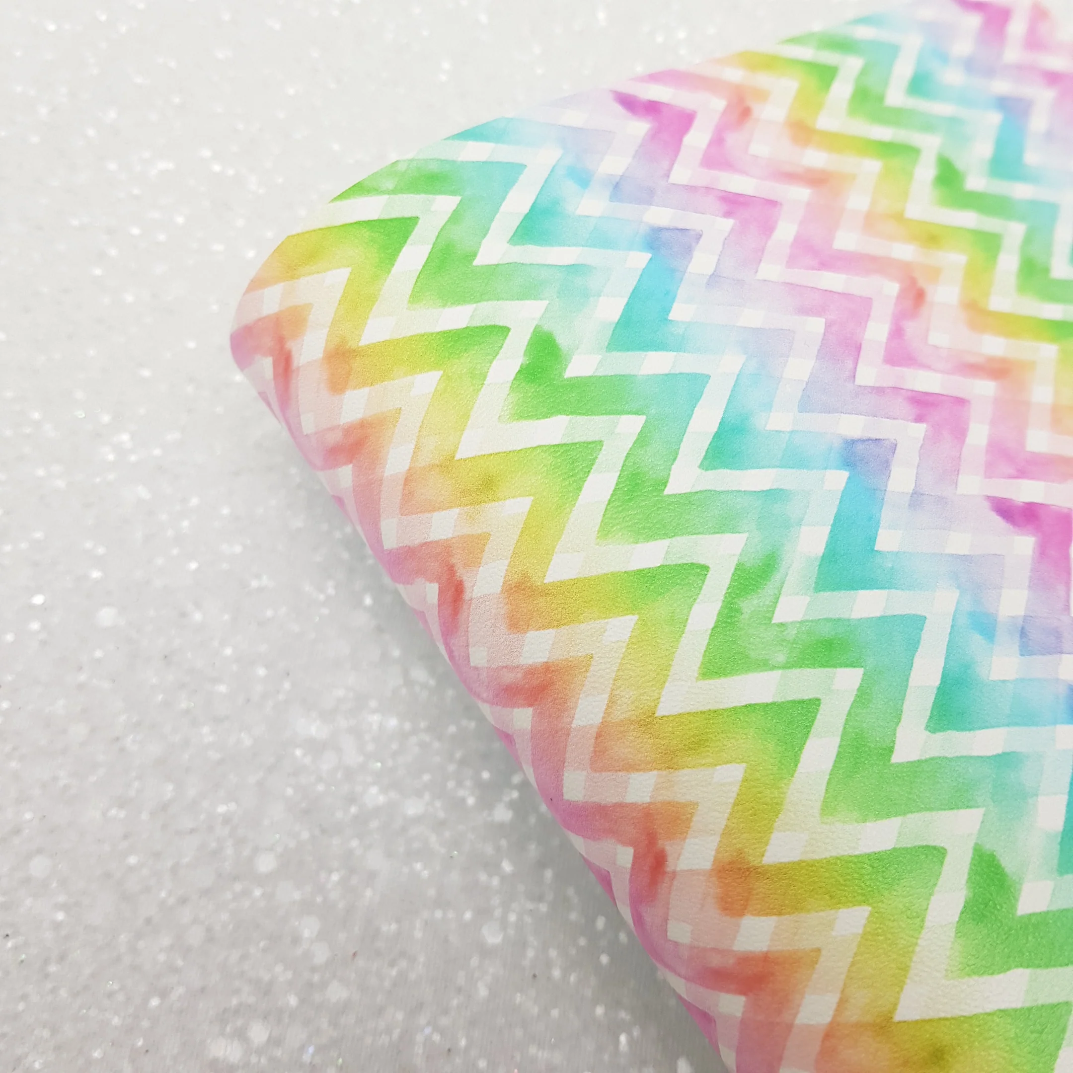 Rainbow Chevron - Pu Leather vinyl - canvas - choose Fabric material Sheets