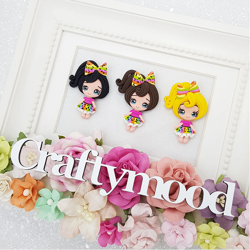 Rainbow dots dress girls - Handmade Flatback Clay Bow Centre - Image 2
