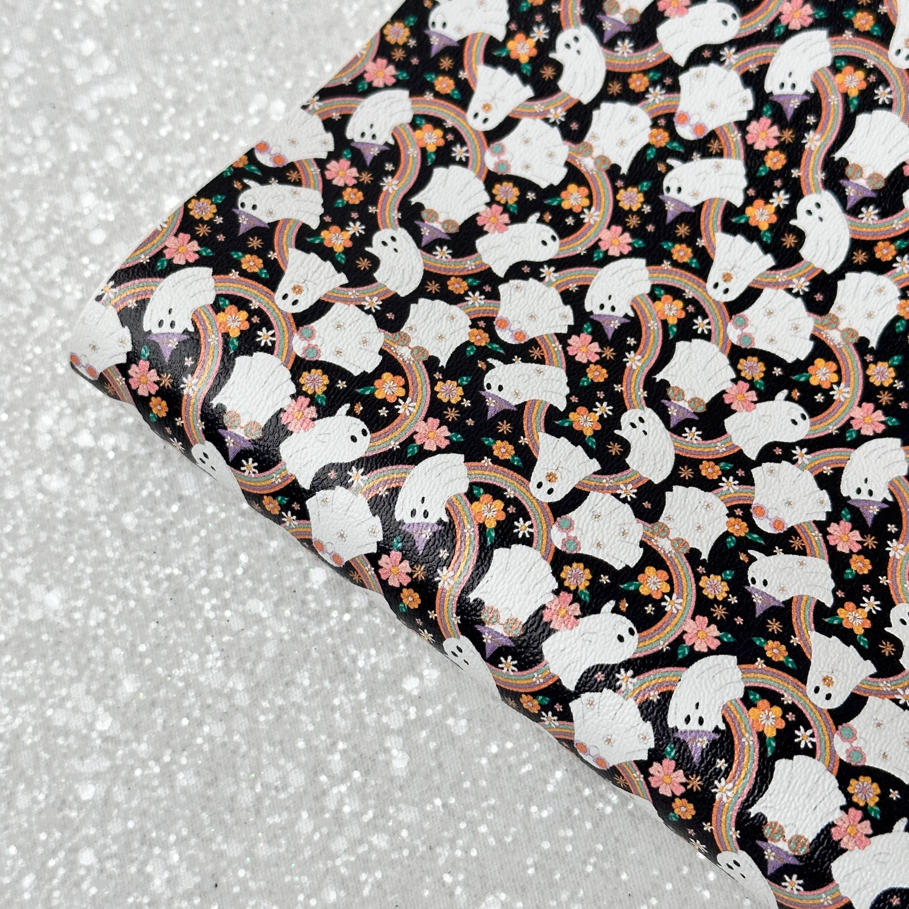 Rainbow ghost - faux Pu Leather vinyl sheet