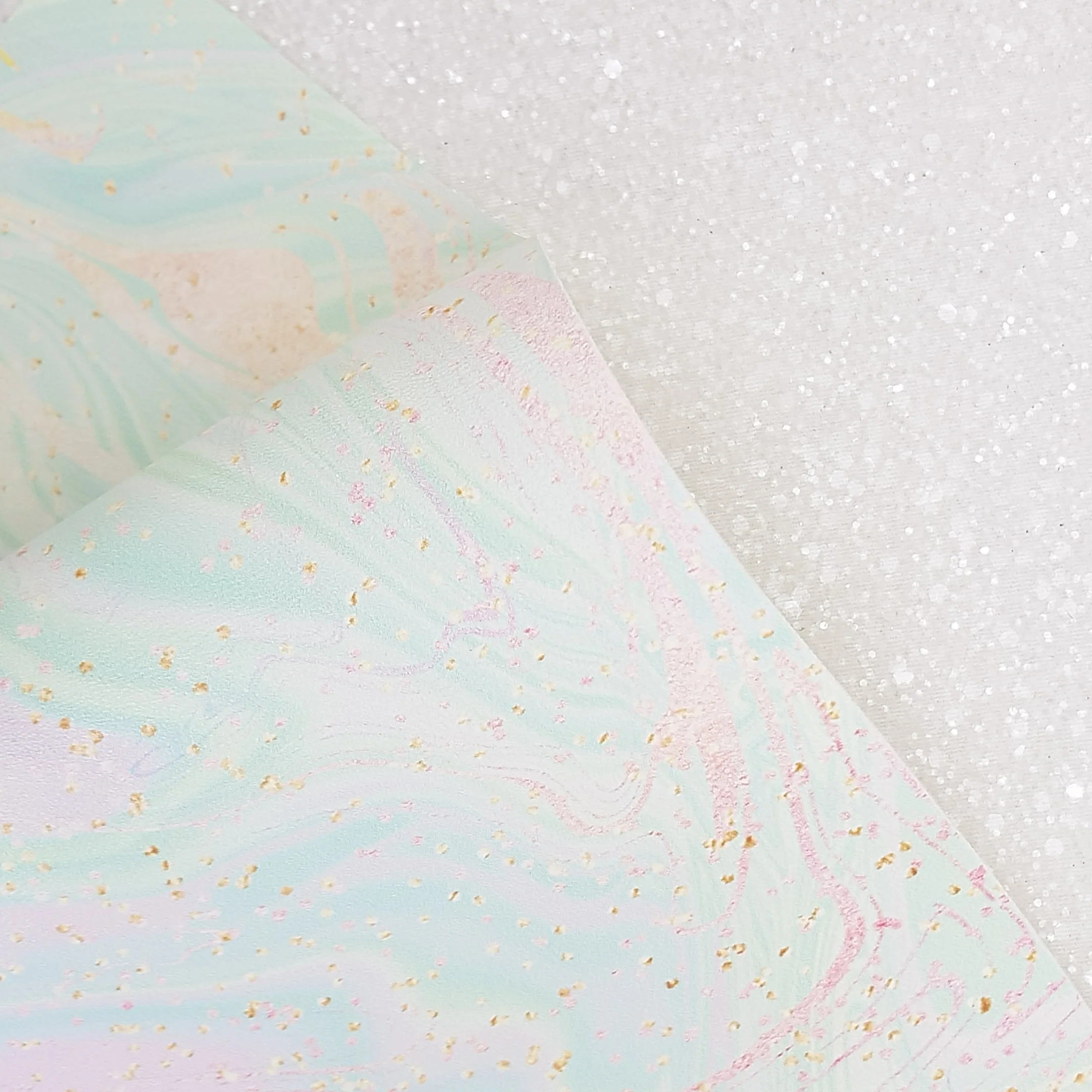 Rainbow marble - Pu Leather vinyl - canvas - choose Fabric material Sheets