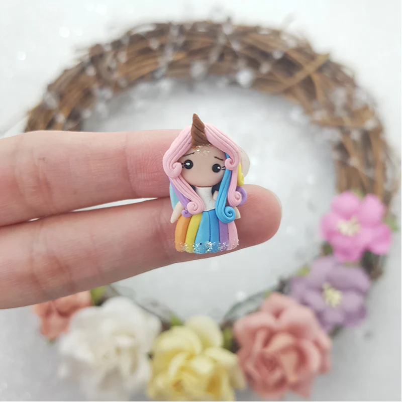 Rainbow princess unicorn - Embellishment Clay Bow Centre