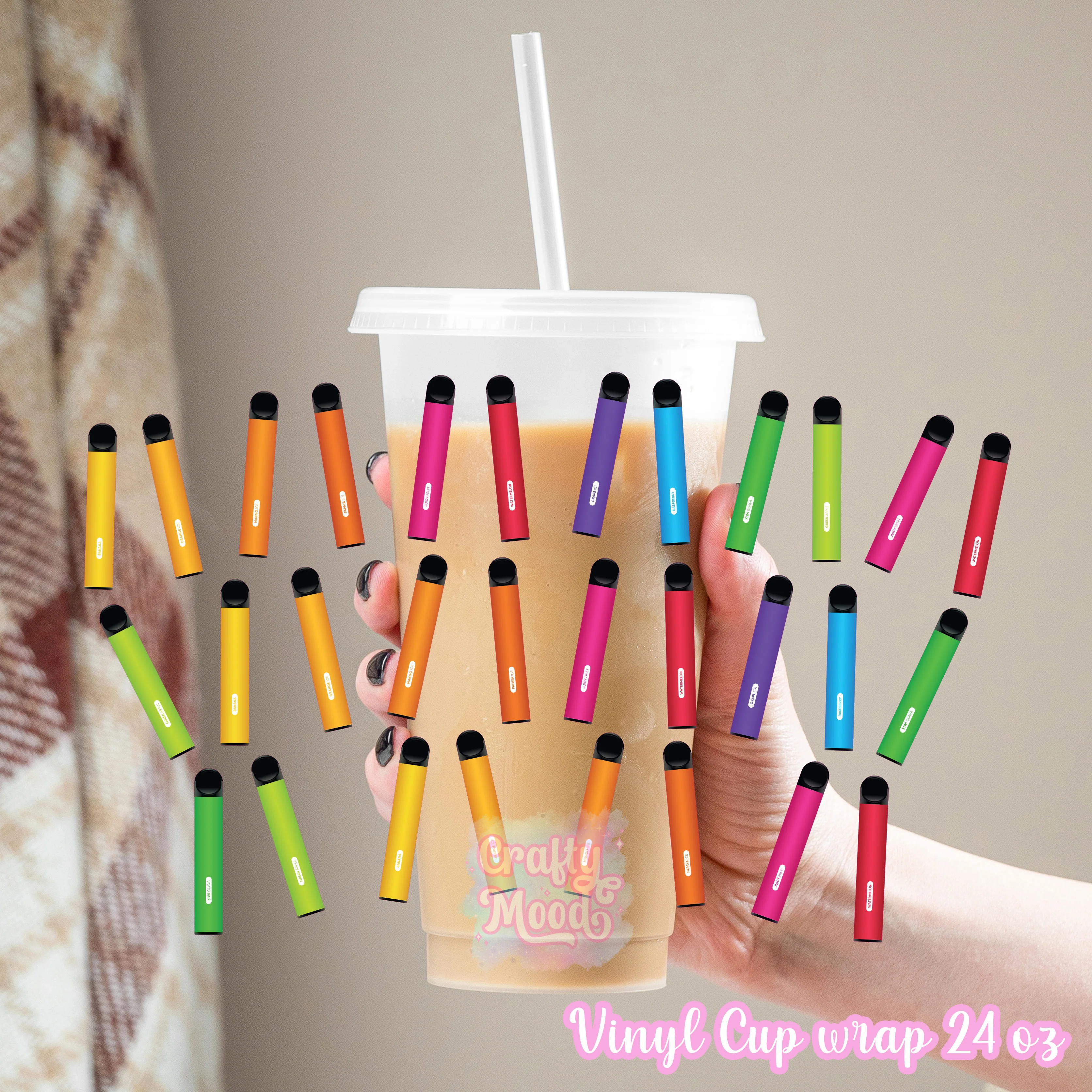 Rainbow vape - 24oz Cold Cup Wrap Only
