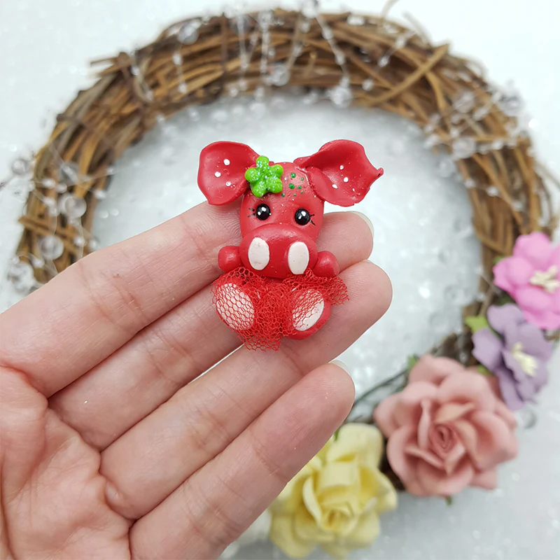 Red dragon - Handmade Flatback Clay Bow Centre