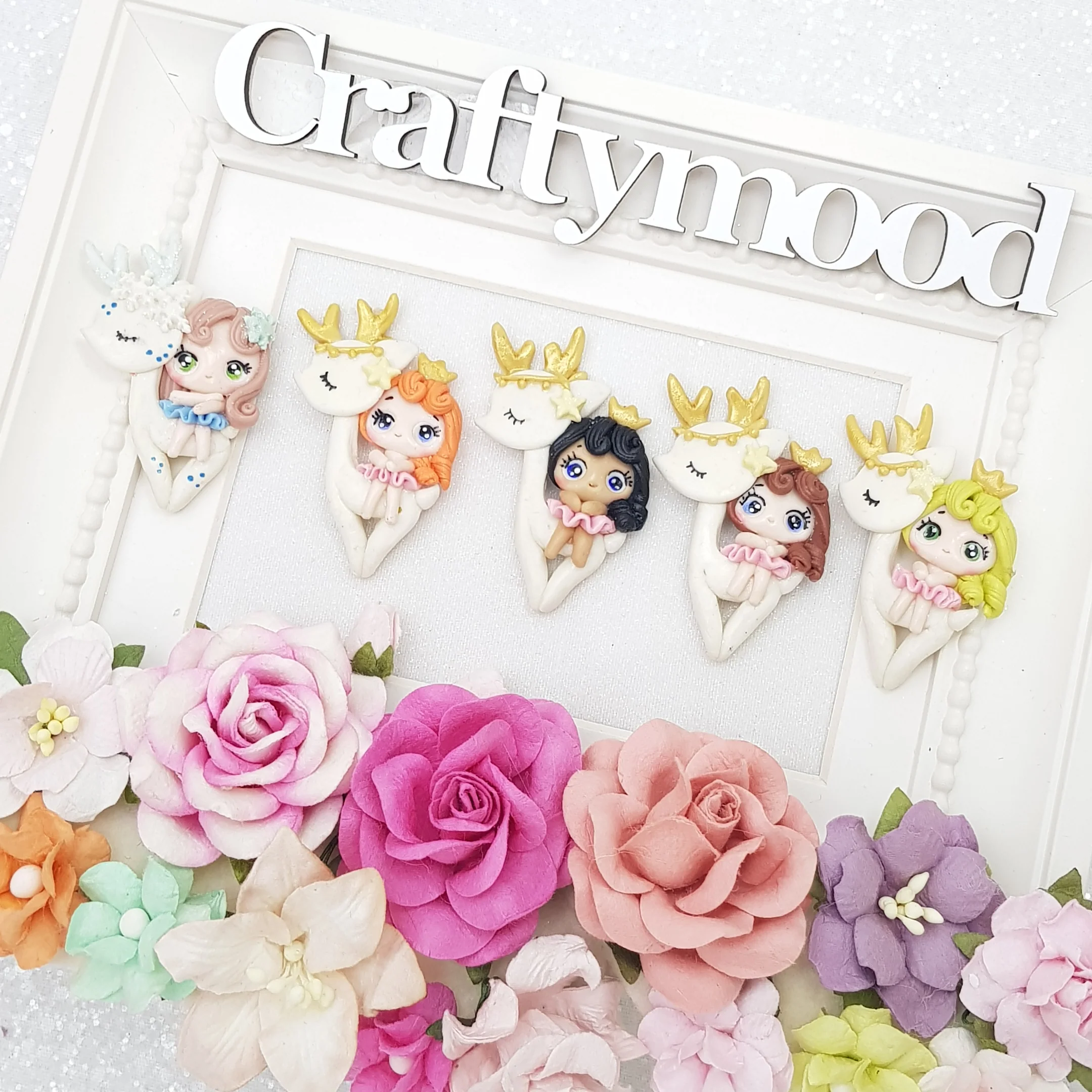 Riding deer girls - Embellishment Clay Bow Centre - Image 2
