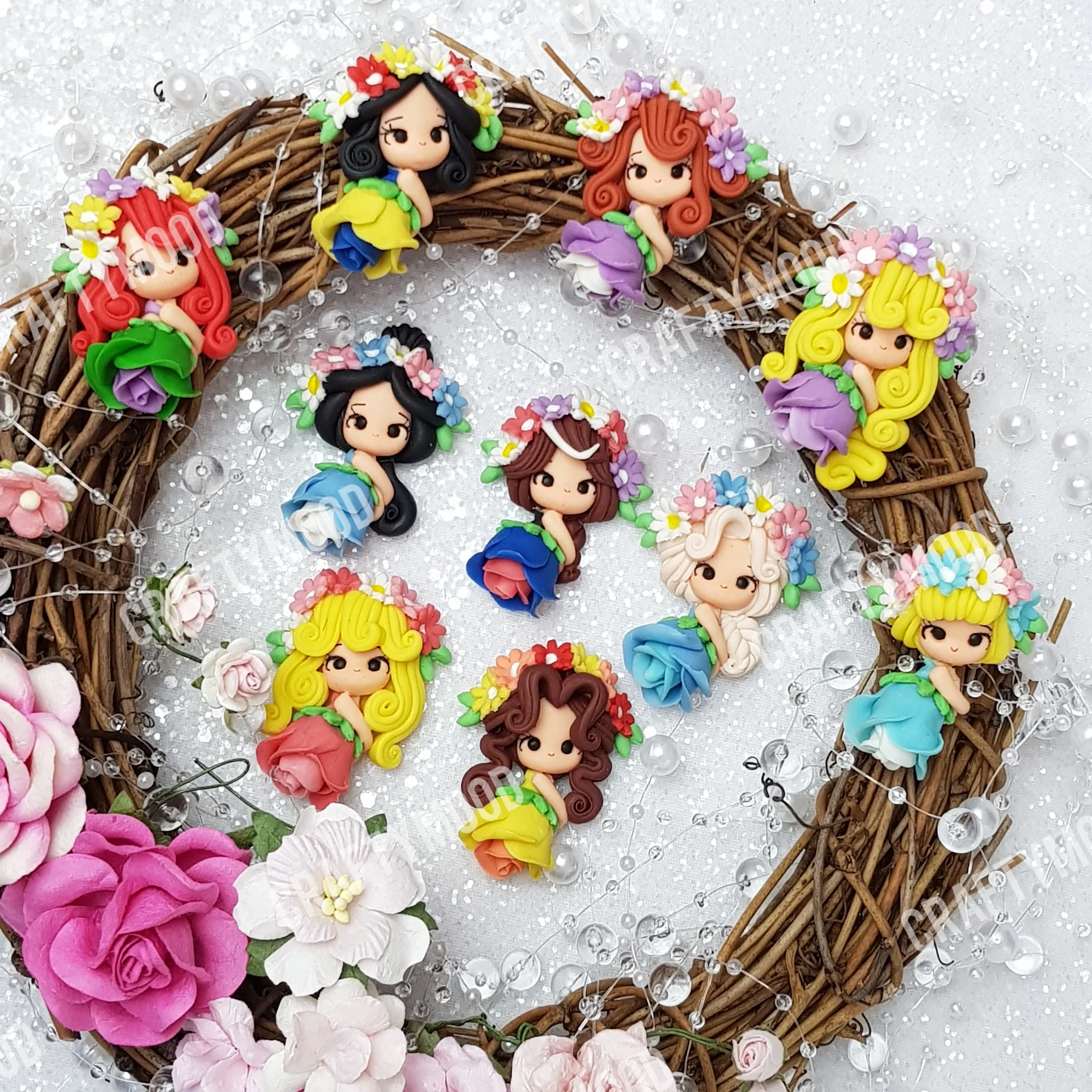 Rose Flower Princesses - Embellishment Clay Bow Centre - Image 2