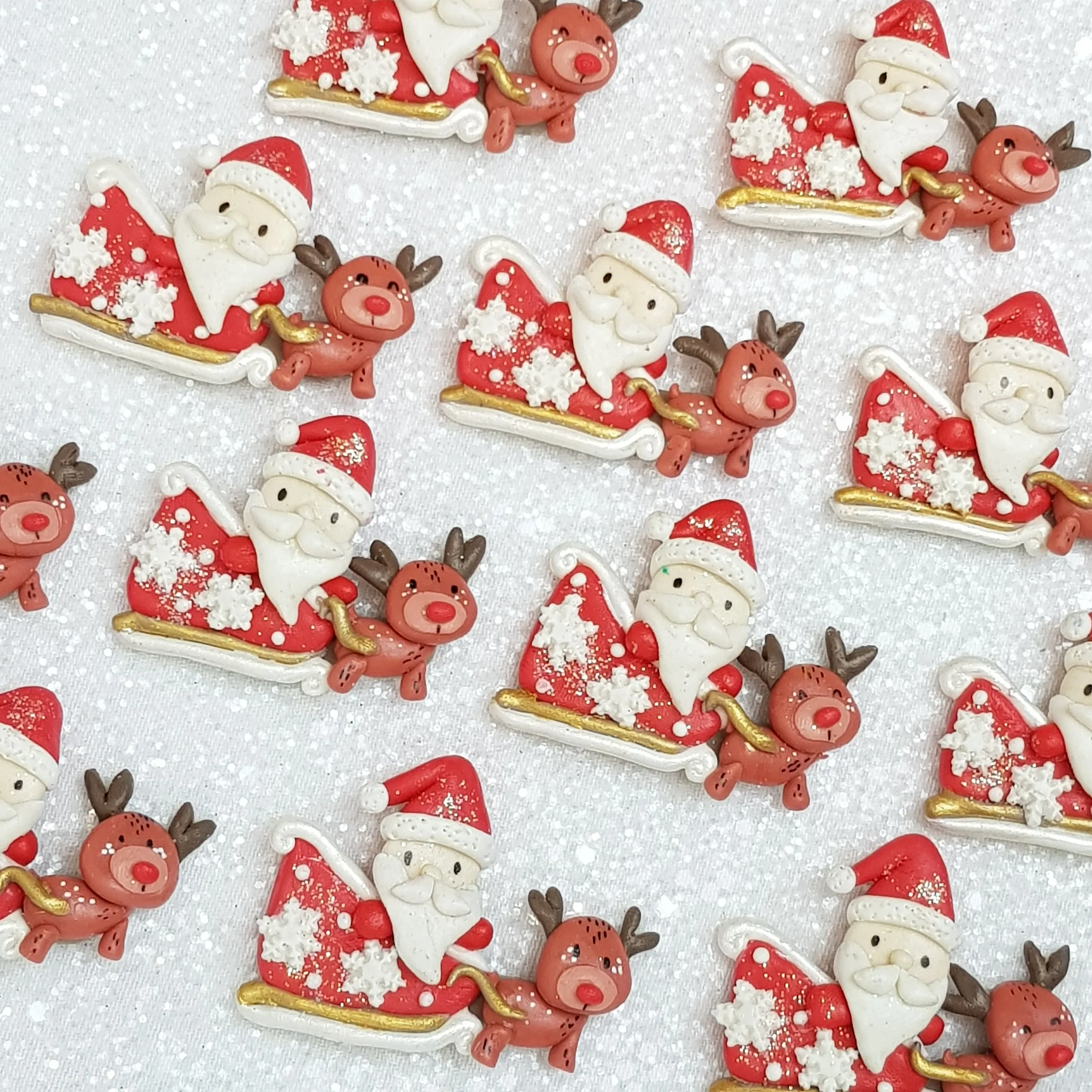 Santa and  sleigh - Embellishment Clay Bow Centre