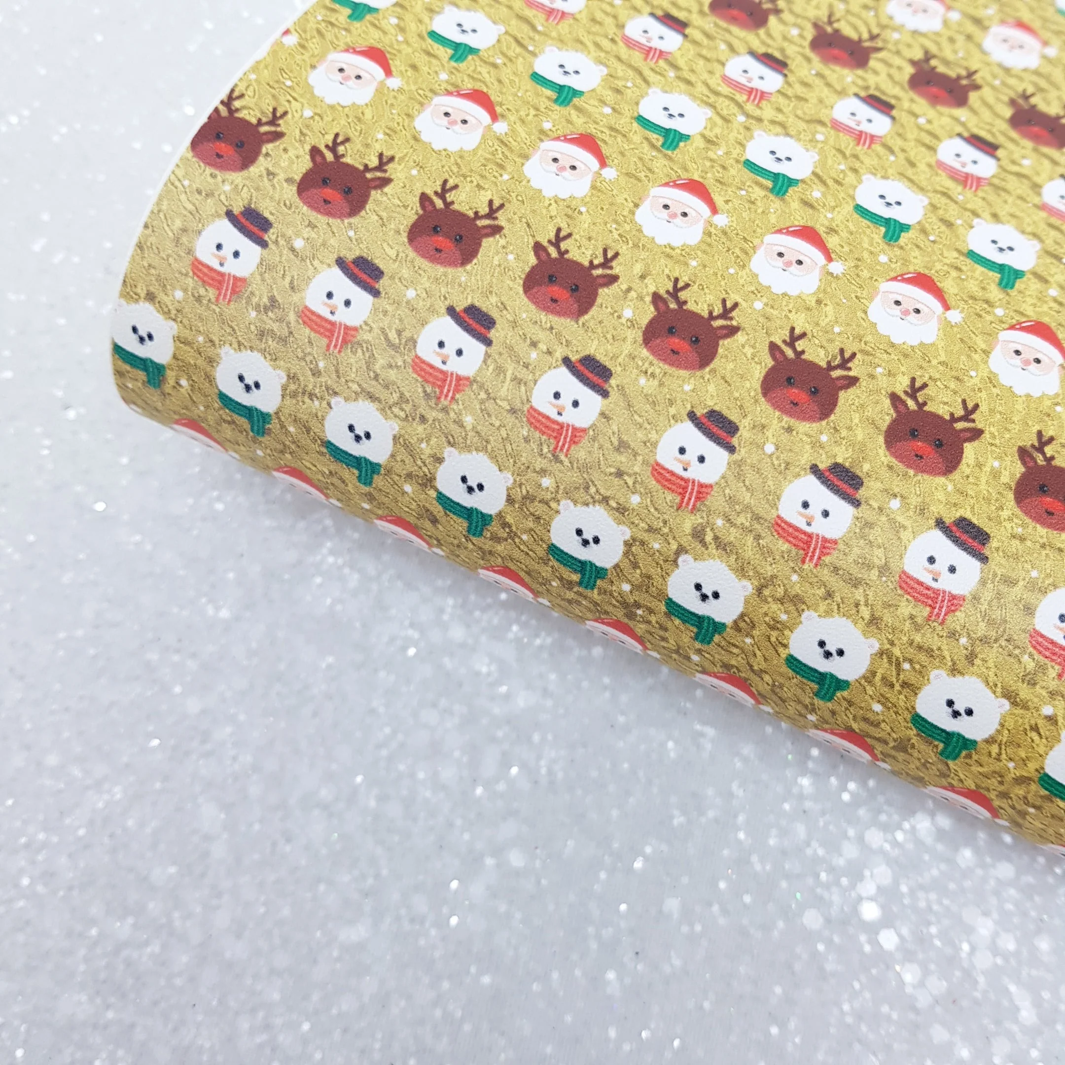 Santa claus father christmas - faux vegan Leather vinyl - canvas - choose Fabric material Sheets - Image 2