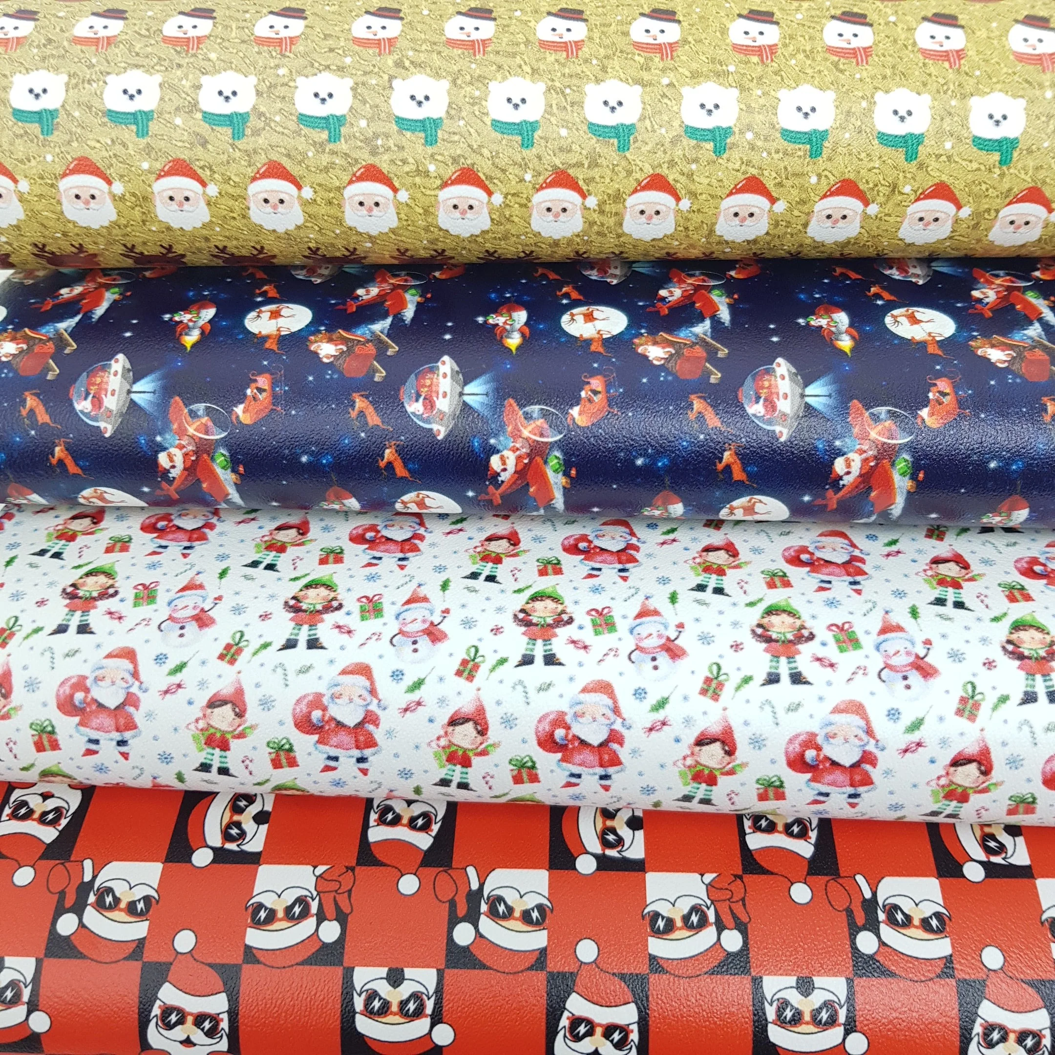 Santa claus father christmas - faux vegan Leather vinyl - canvas - choose Fabric material Sheets - Image 3