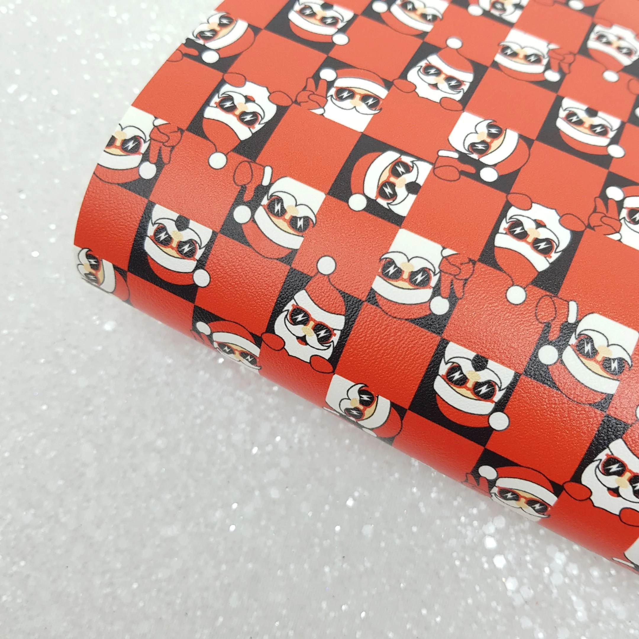 Santa claus father christmas - faux vegan Leather vinyl - canvas - choose Fabric material Sheets - Image 4