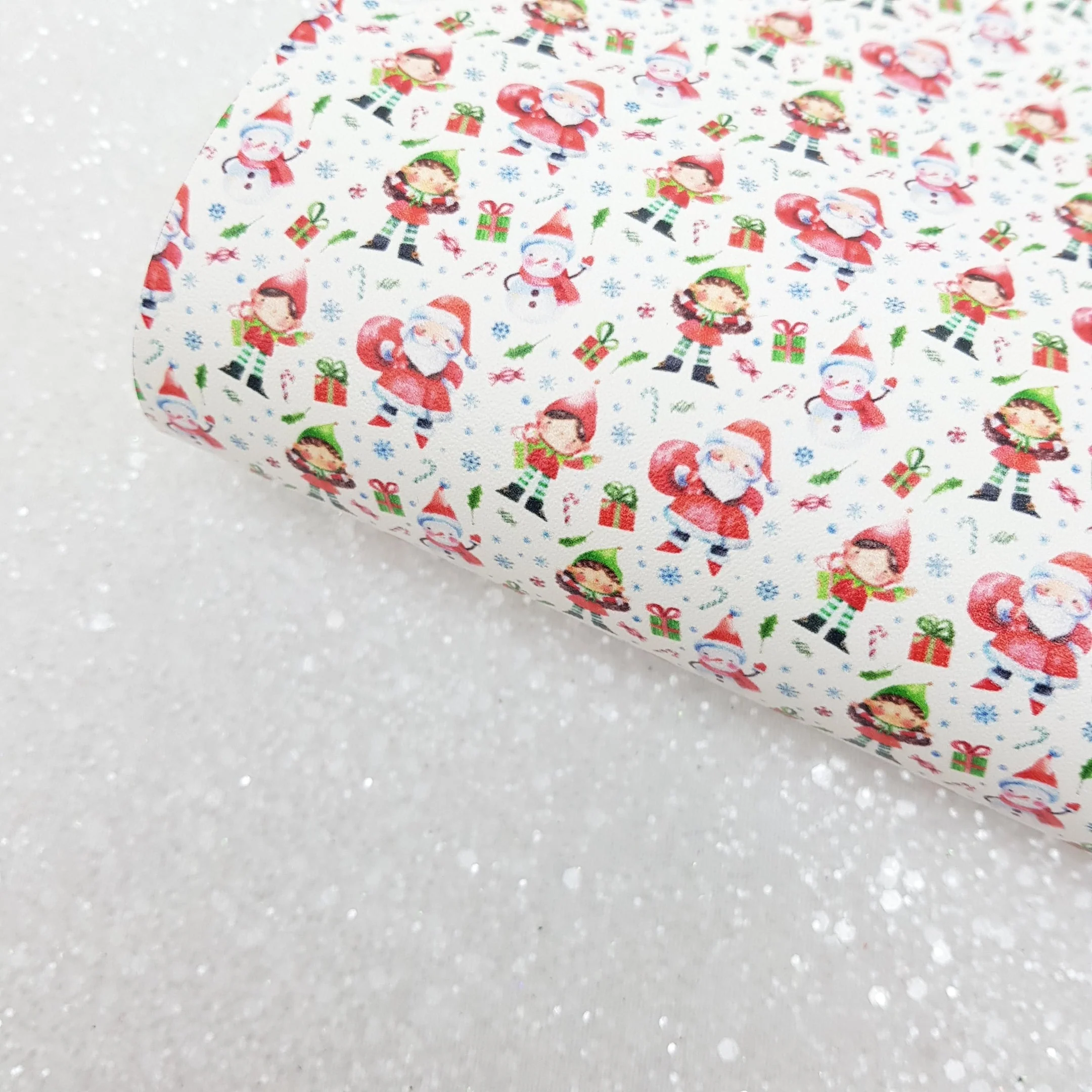 Santa claus father christmas - faux vegan Leather vinyl - canvas - choose Fabric material Sheets - Image 5