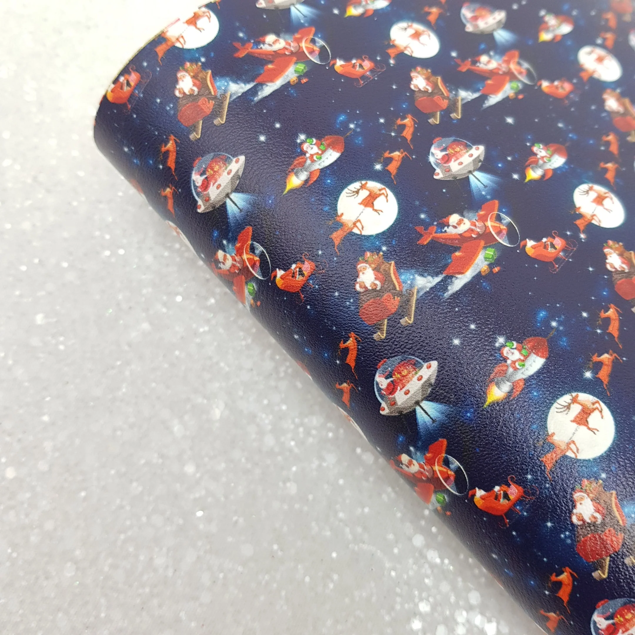 Santa claus father christmas - faux vegan Leather vinyl - canvas - choose Fabric material Sheets - Image 6