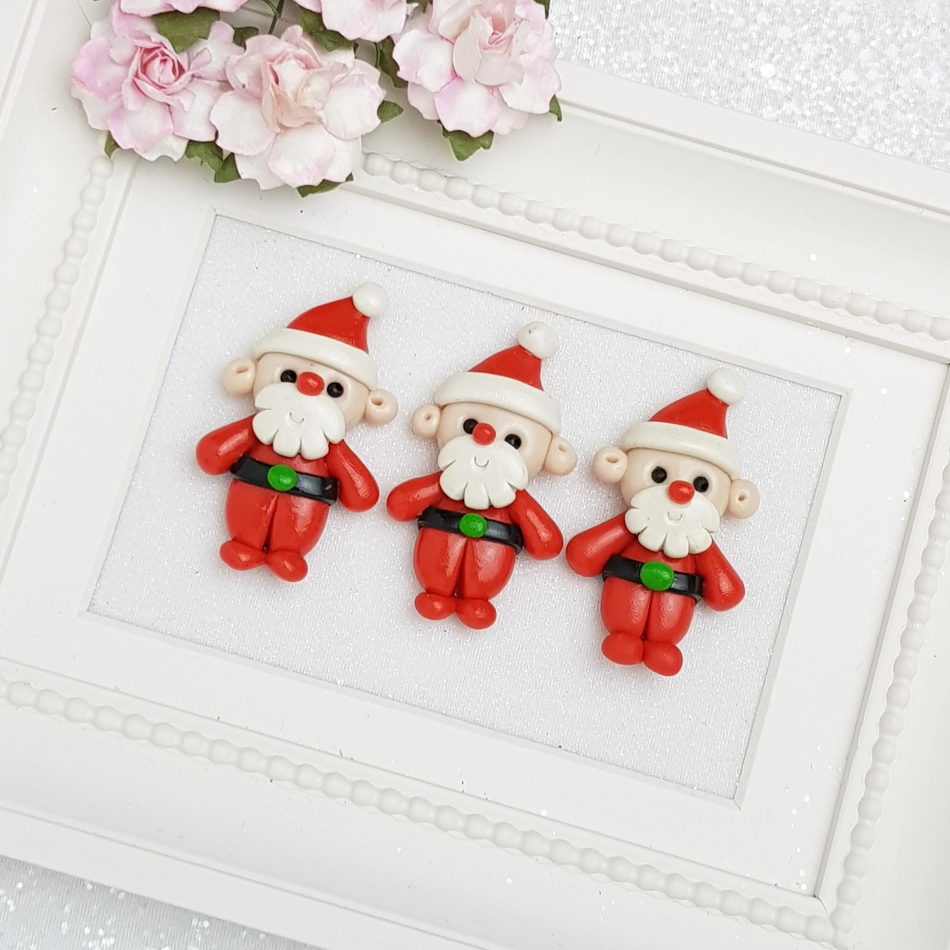Santa - Handmade Flatback Clay Bow Centre