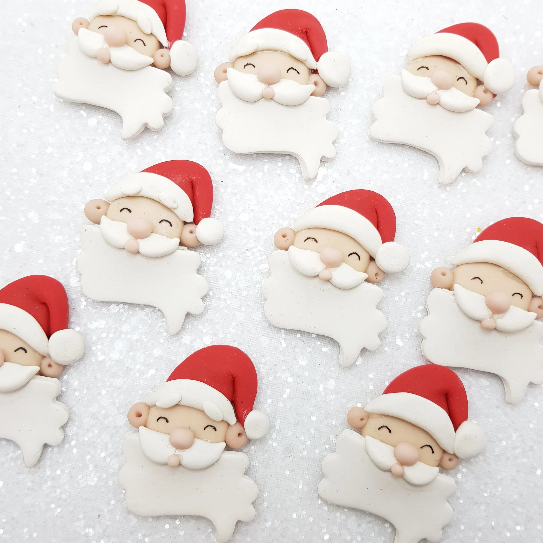 Santa Head - personalised - Handmade Flatback Clay Bow Centre - Image 2