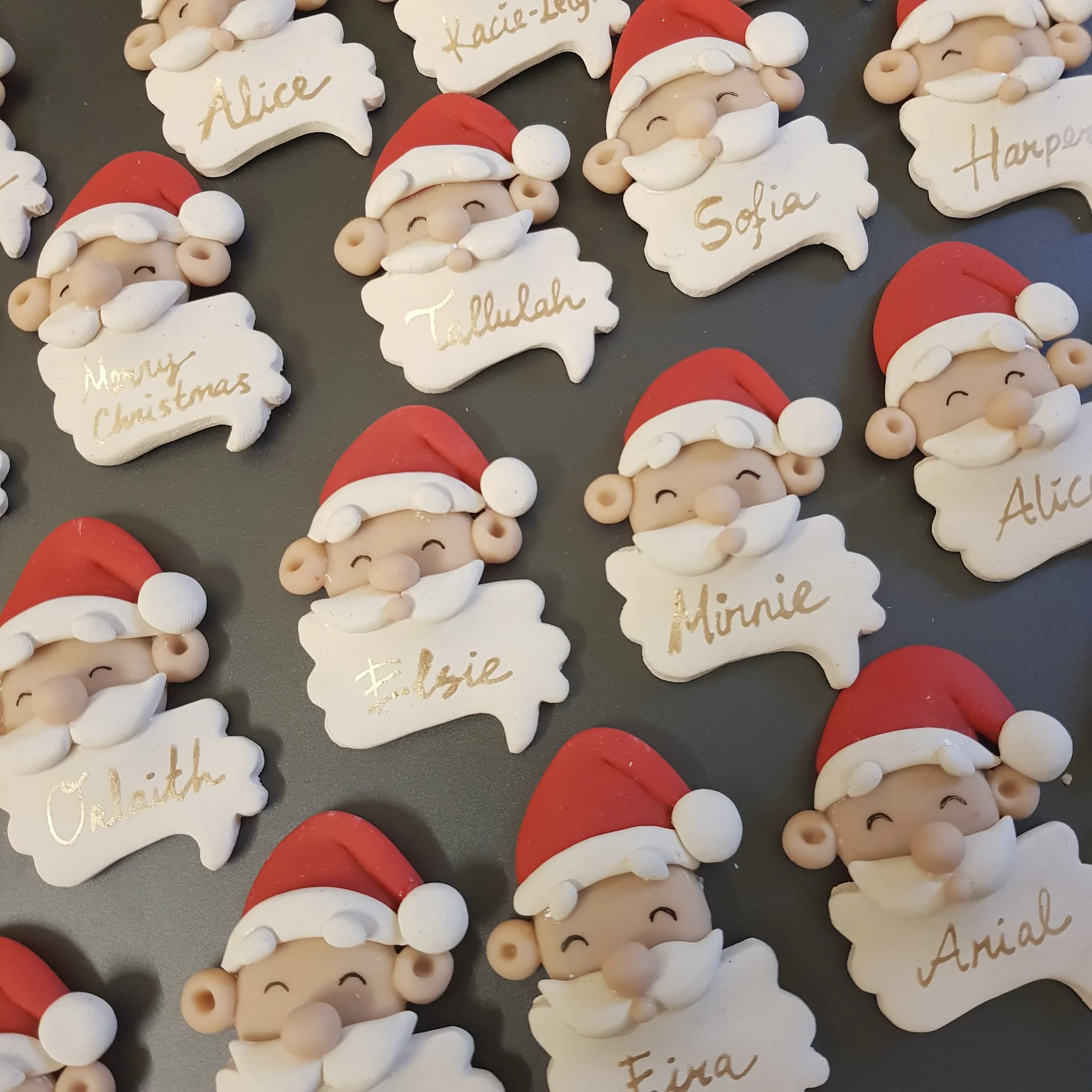 Santa Head - personalised - Handmade Flatback Clay Bow Centre - Image 3