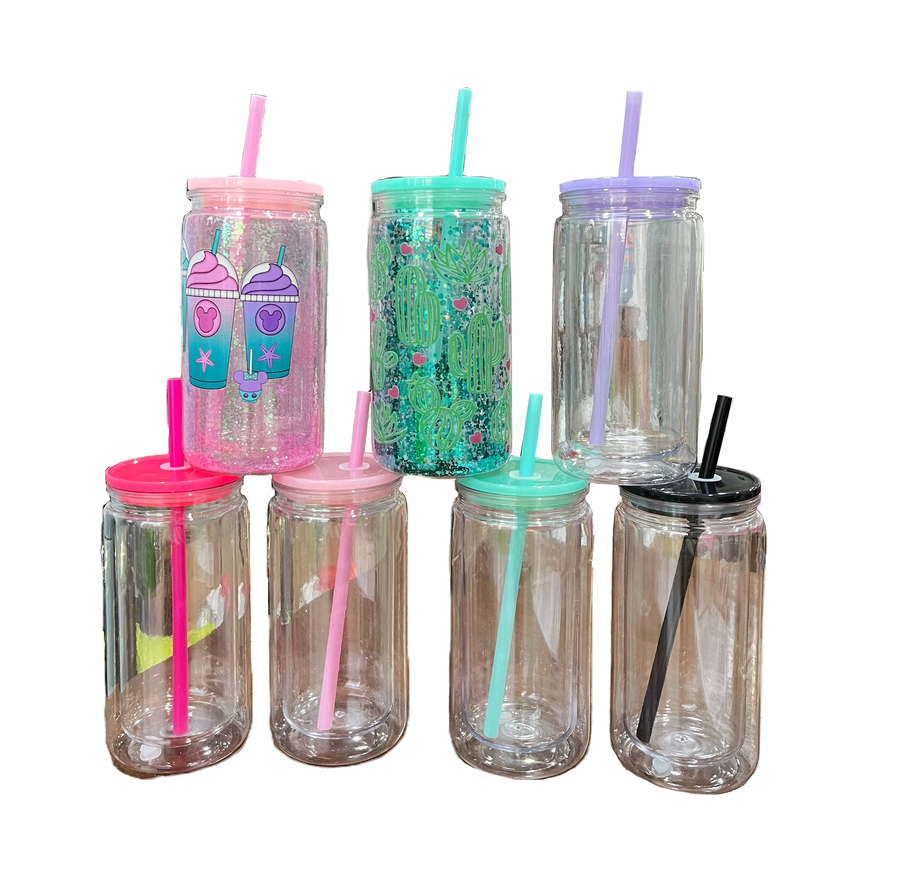 Snowglobe Double Wall Plastic libbey cup - 16oz outside , 12oz inside - Image 2