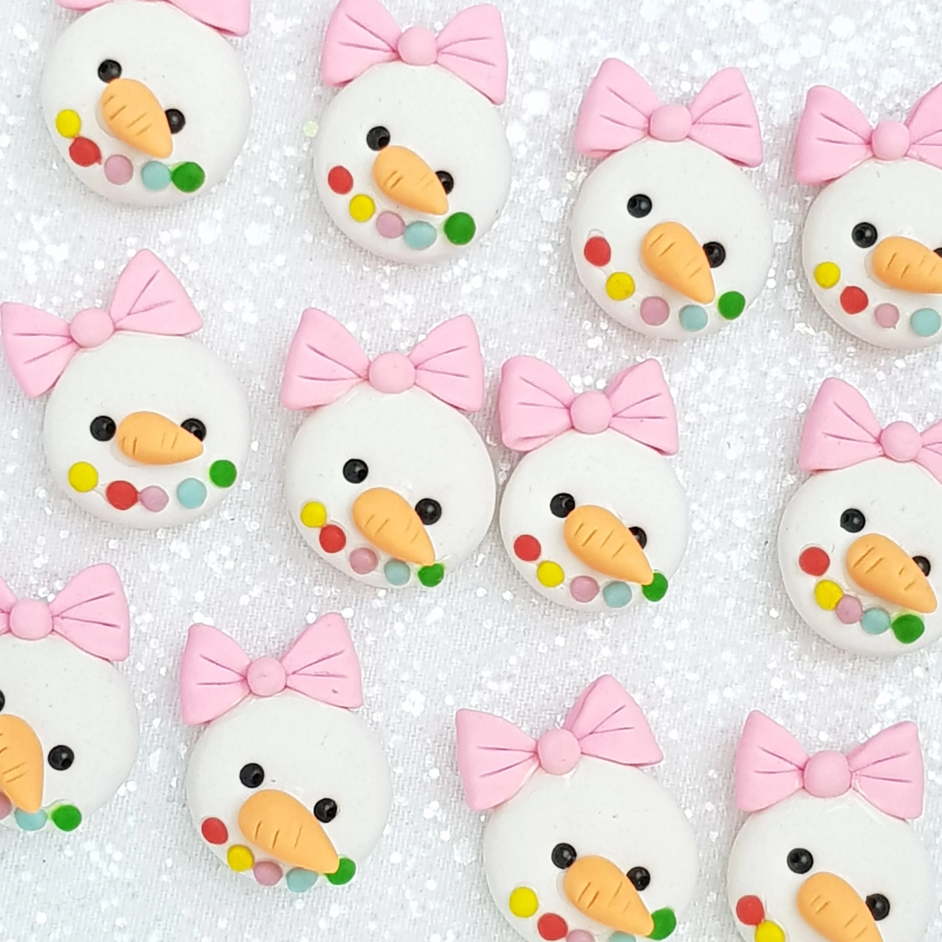Snowman Girl - Embellishment Clay Bow Centre