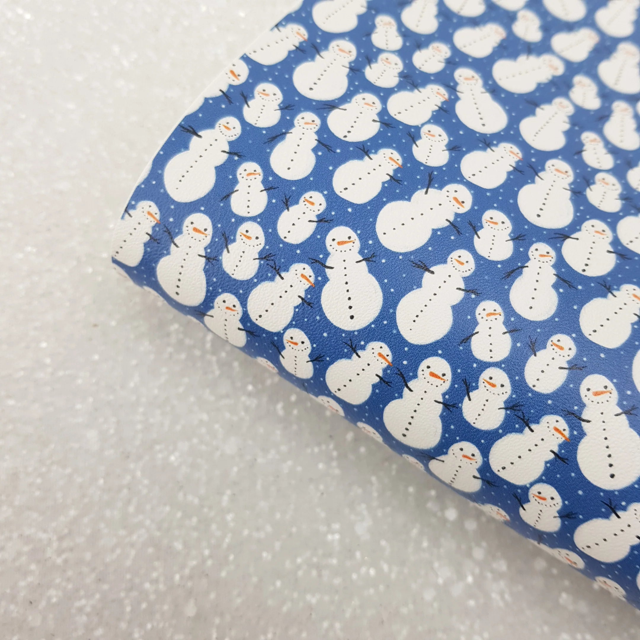 Snowman - Pu faux Leather vinyl - canvas - choose Fabric material Sheets