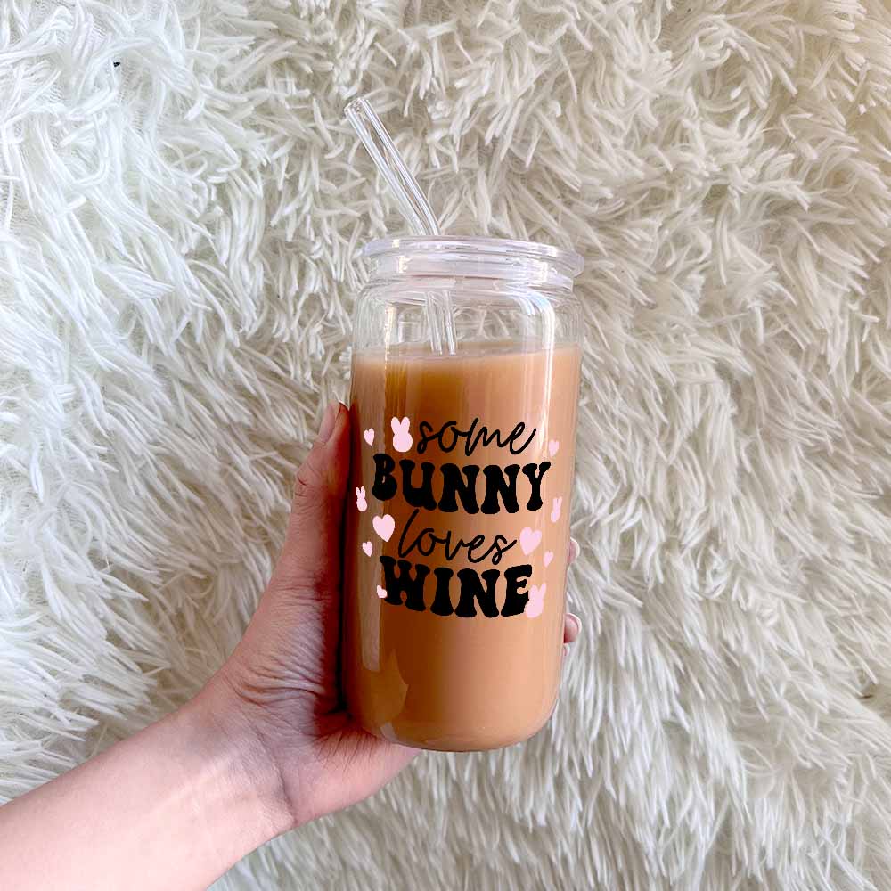 Some bunny loves wine - CHOOSE UV DTF decal - DTF Transfer